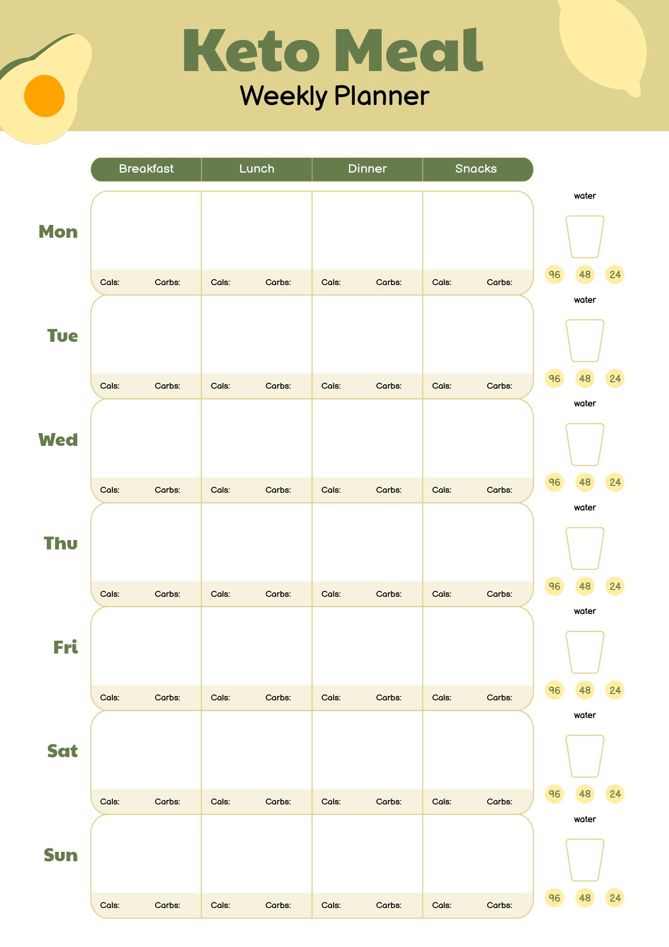 Keto Diet Food Diary Printable