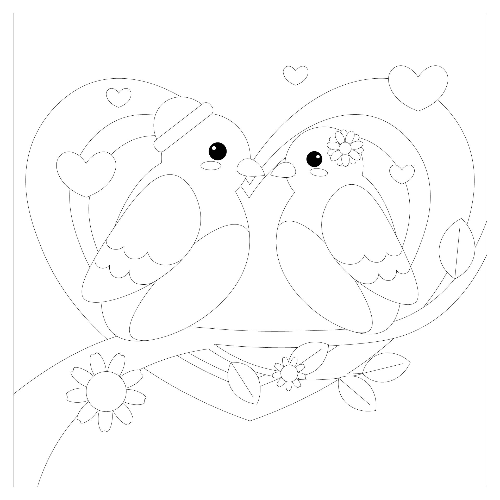 Love Birds Printable Coloring Pages