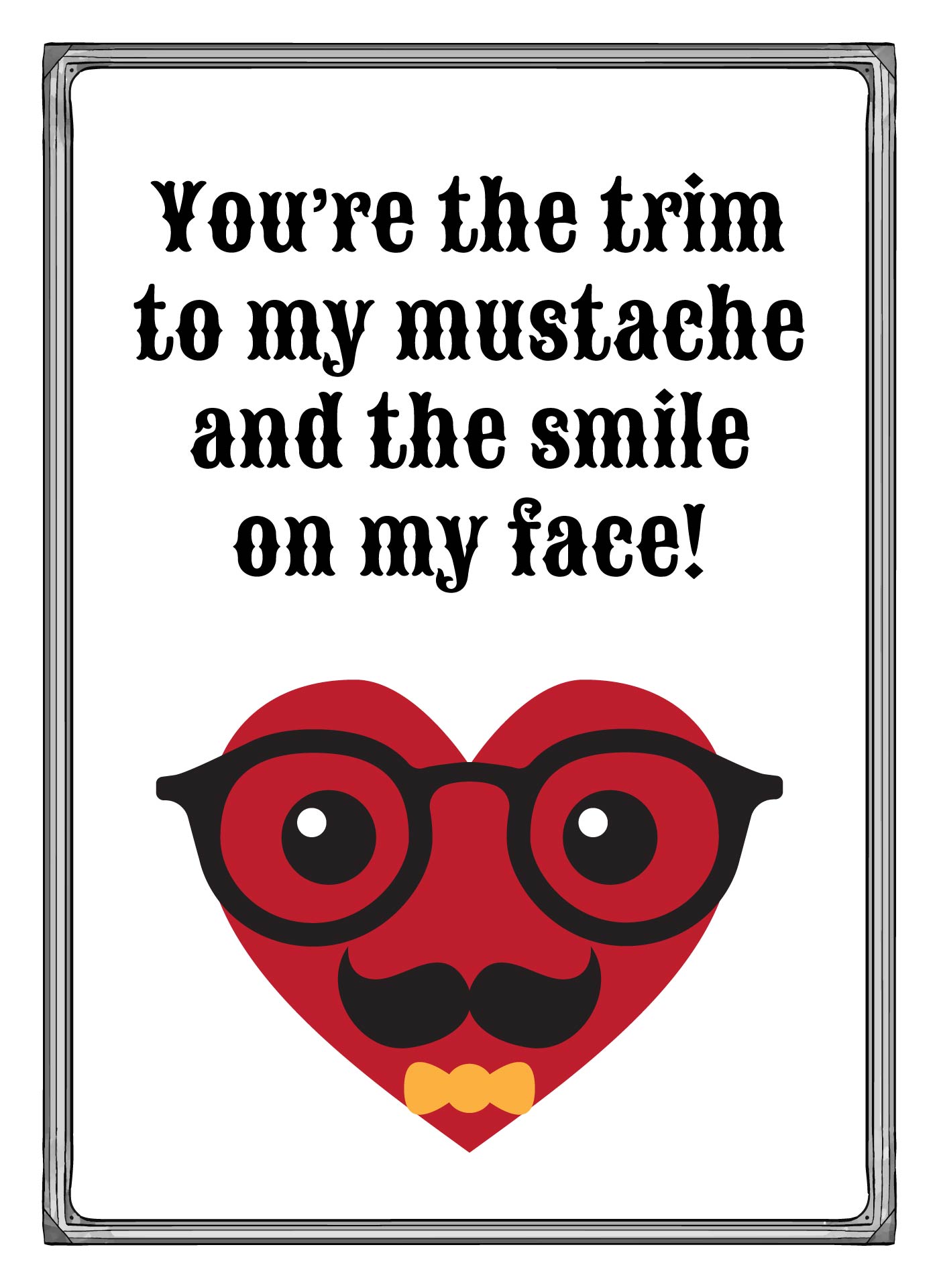 Mustache Lovers Printable Valentines Day Card