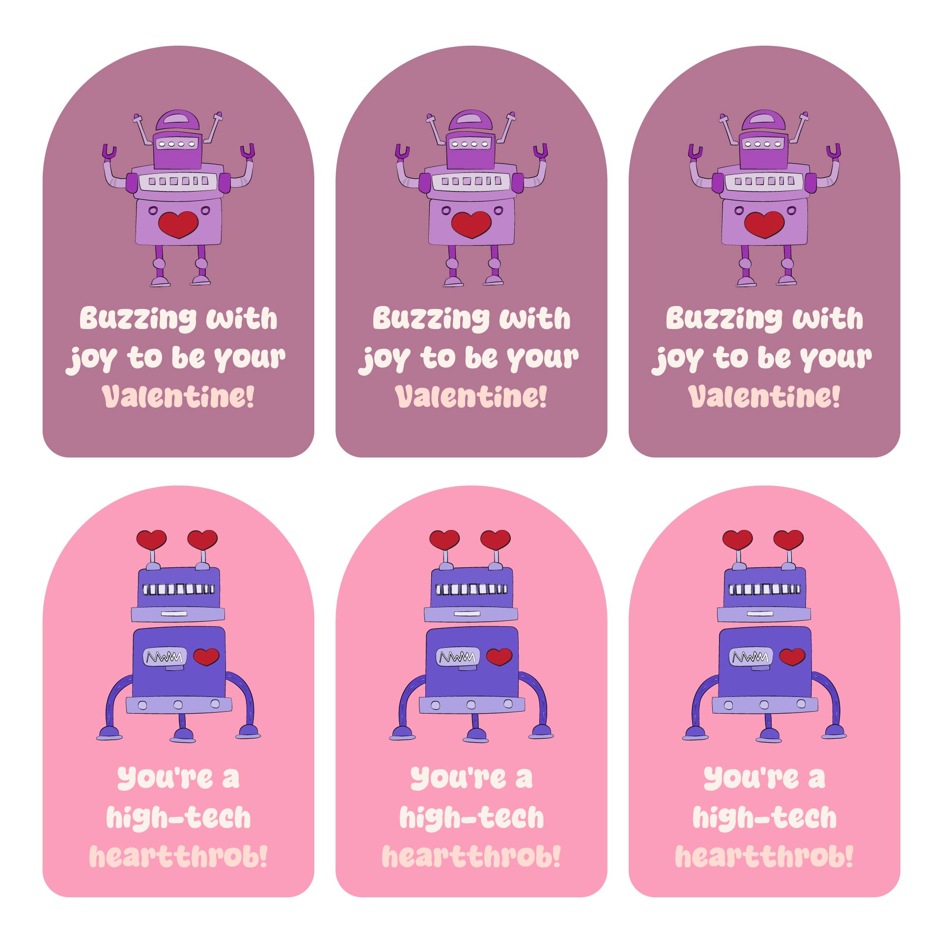 Print-at-Home Robot Love Valentine Tags