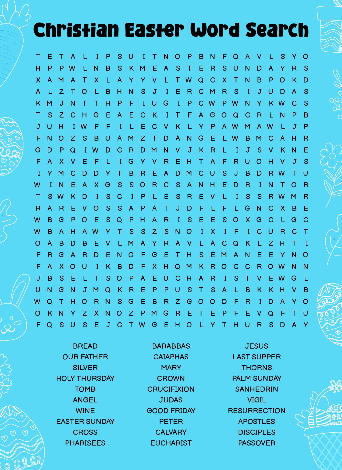 Printable Christian Easter Word Search Puzzles