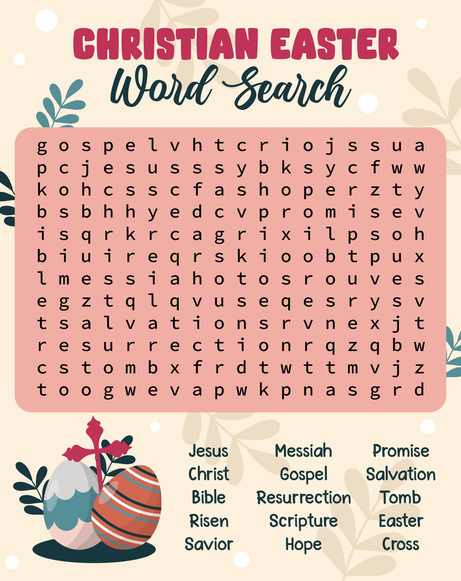 Printable Christian Easter Word Search Puzzles