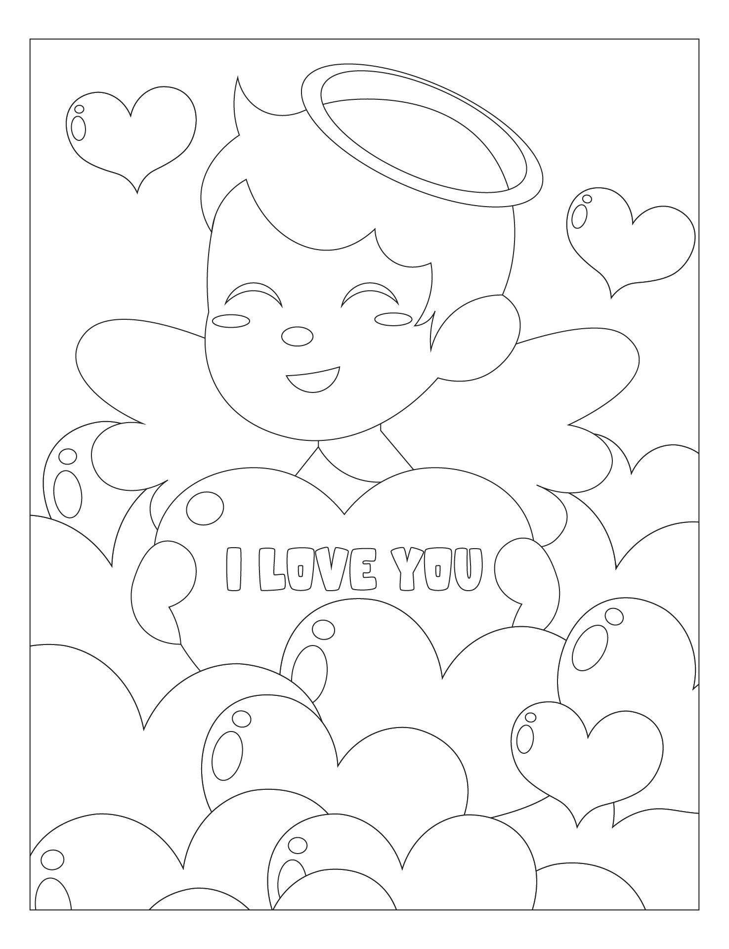 Printable Cute Valentine’s Day Cupid Coloring Pages