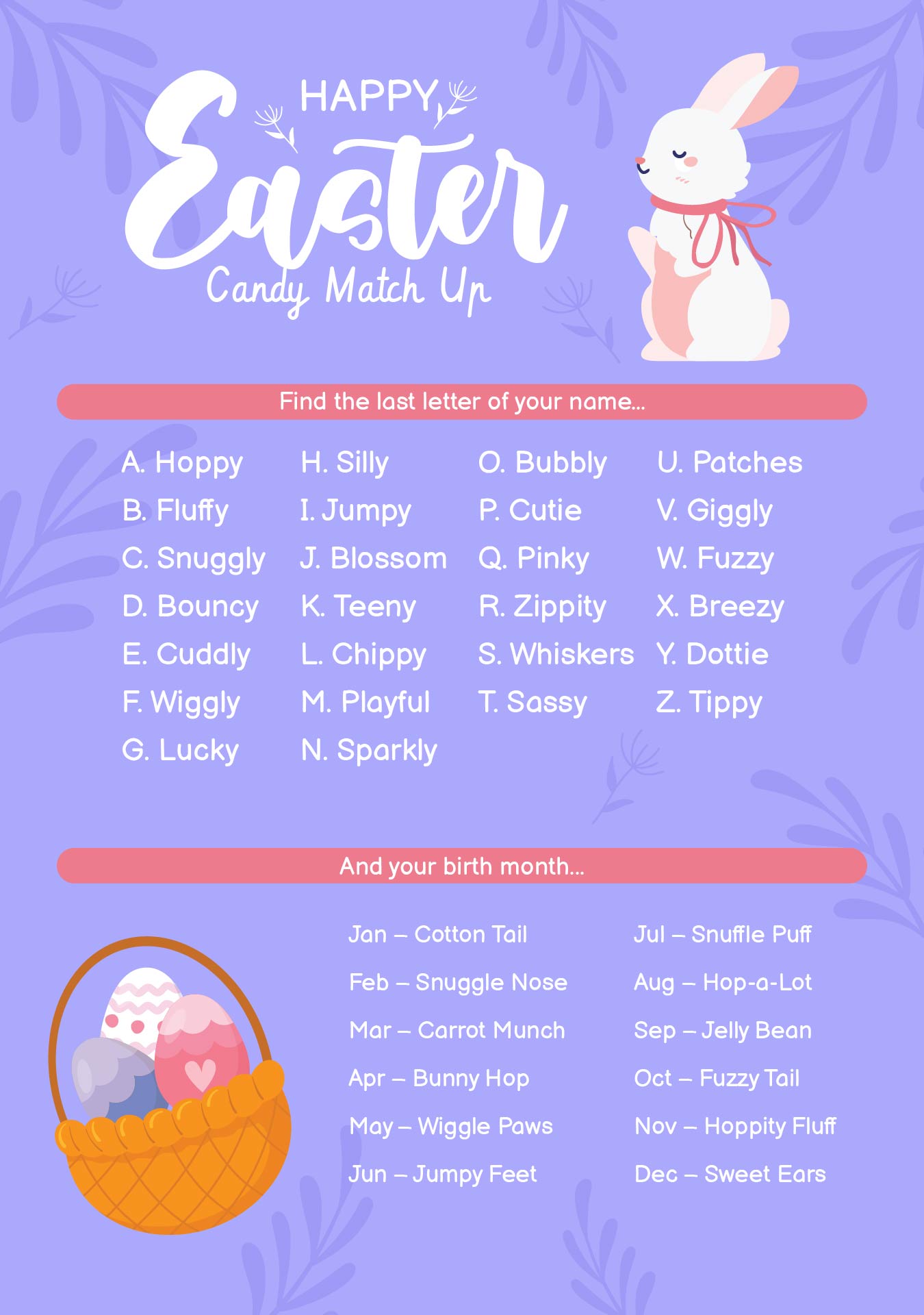 Printable Easter Bunny Games