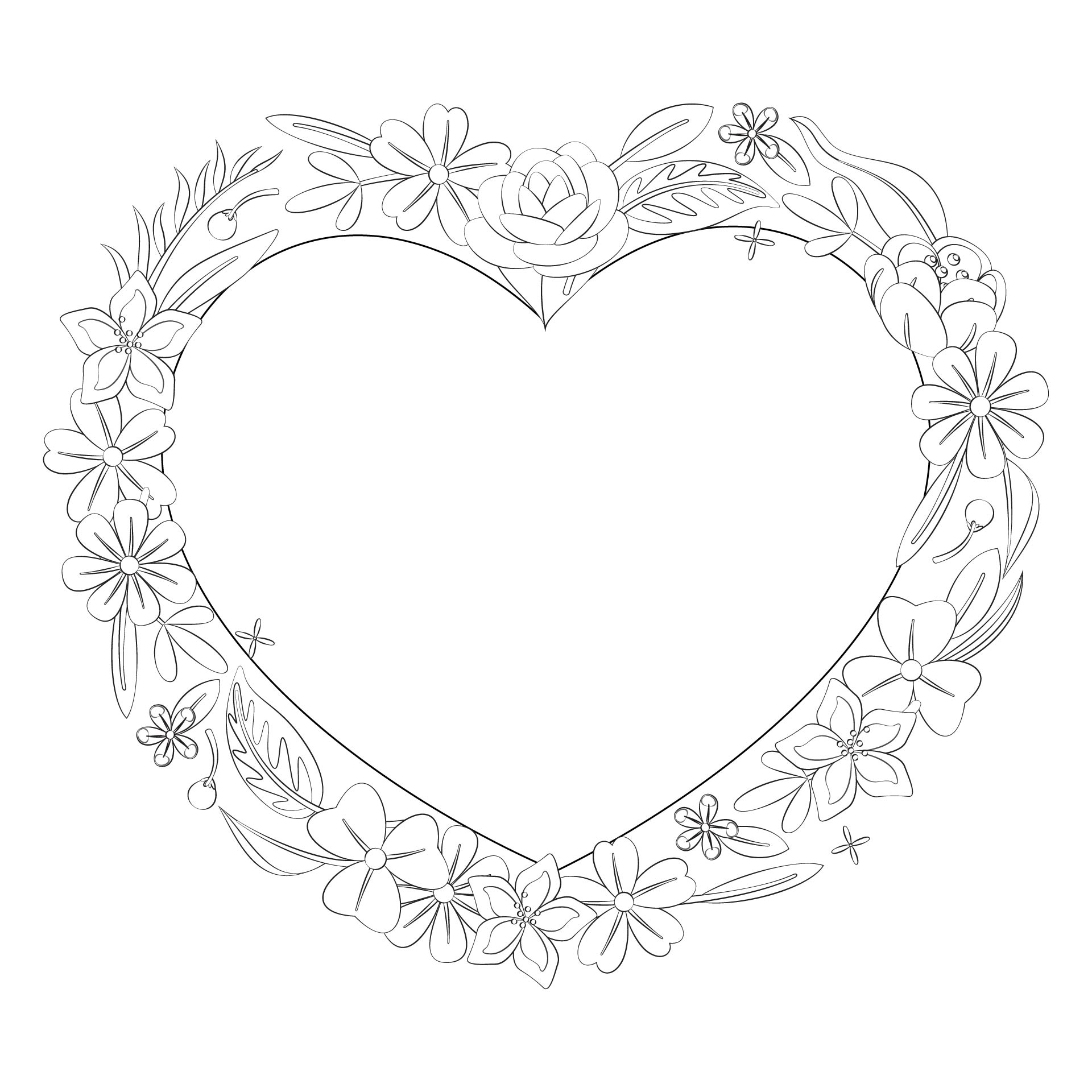 Printable Heart Shaped Picture Frame Coloring Page