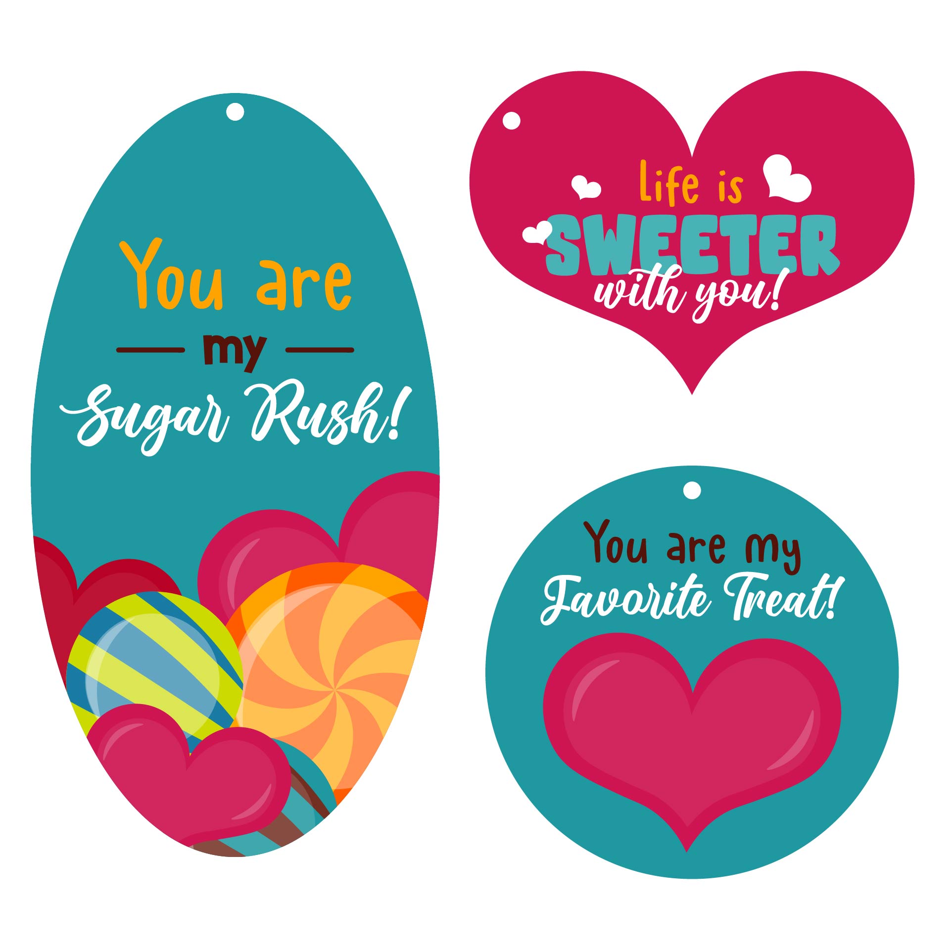 Printable Love-Themed Valentine Candy Tags