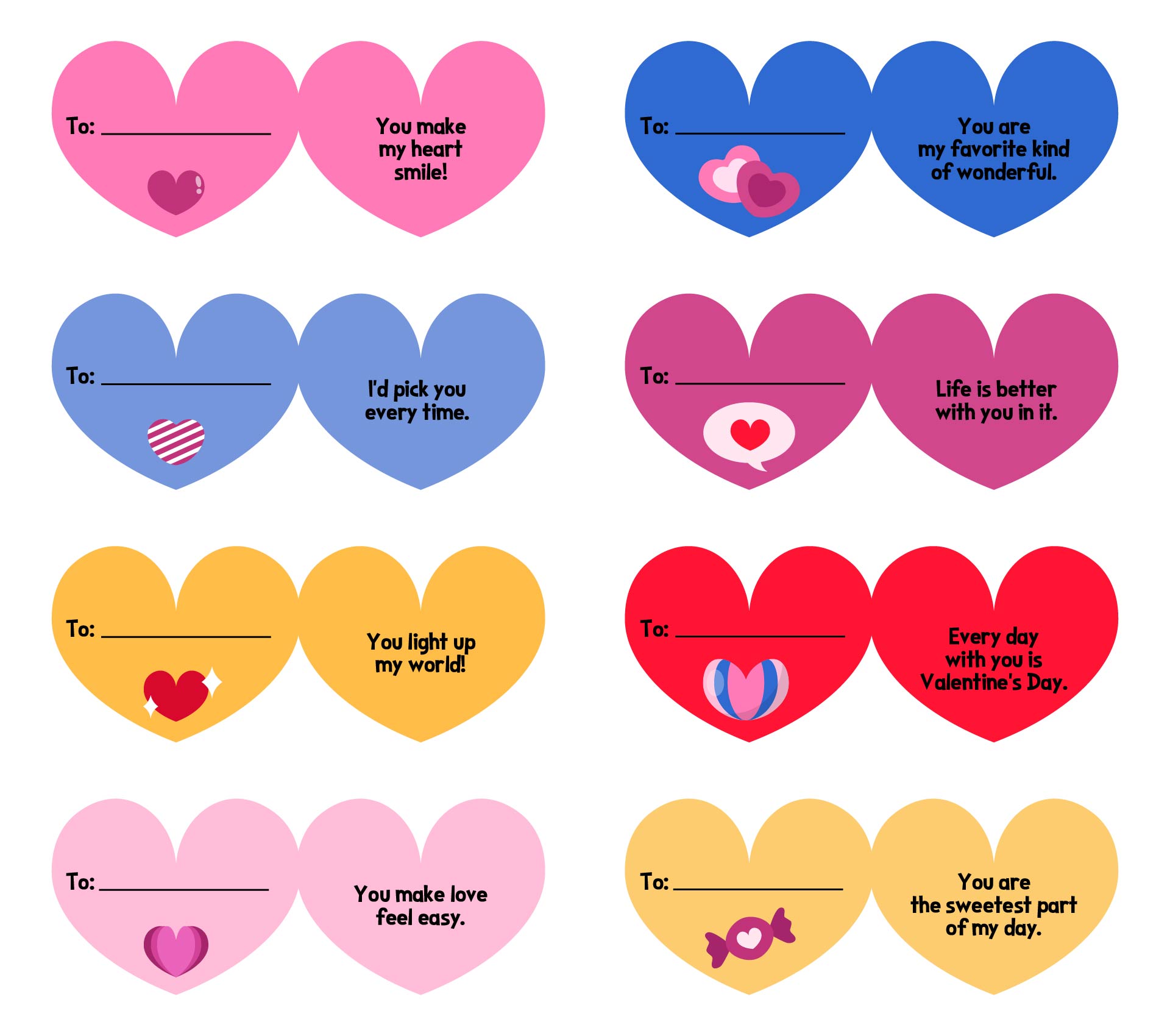 Printable Mini Heart Valentine Cards