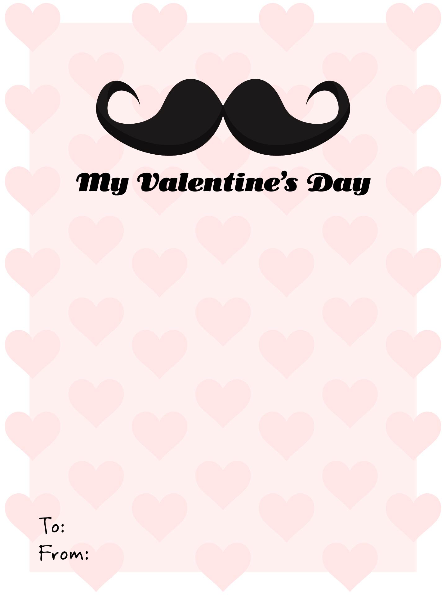 Printable Mustache Valentine Greeting Cards