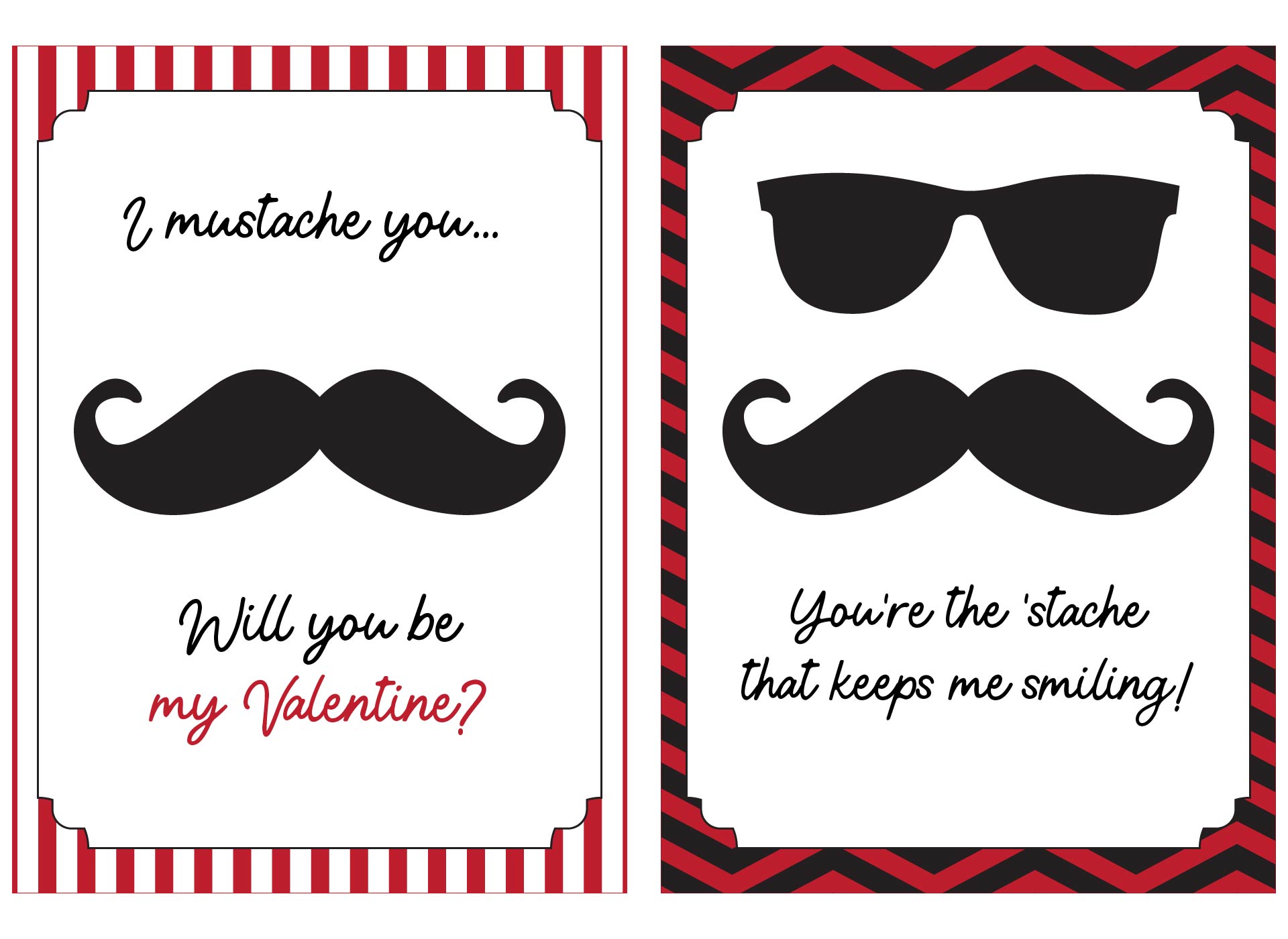 Printable Mustache Valentines Card for Him