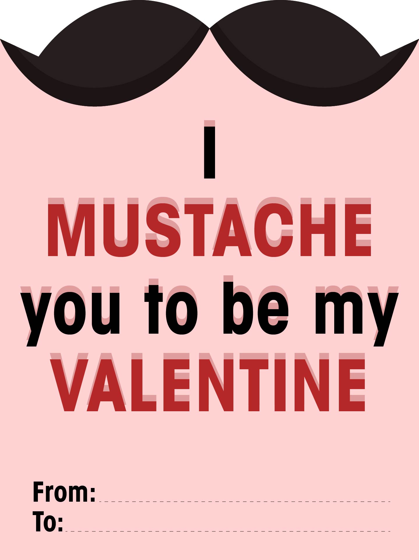 Printable Mustache Valentines Day Cards