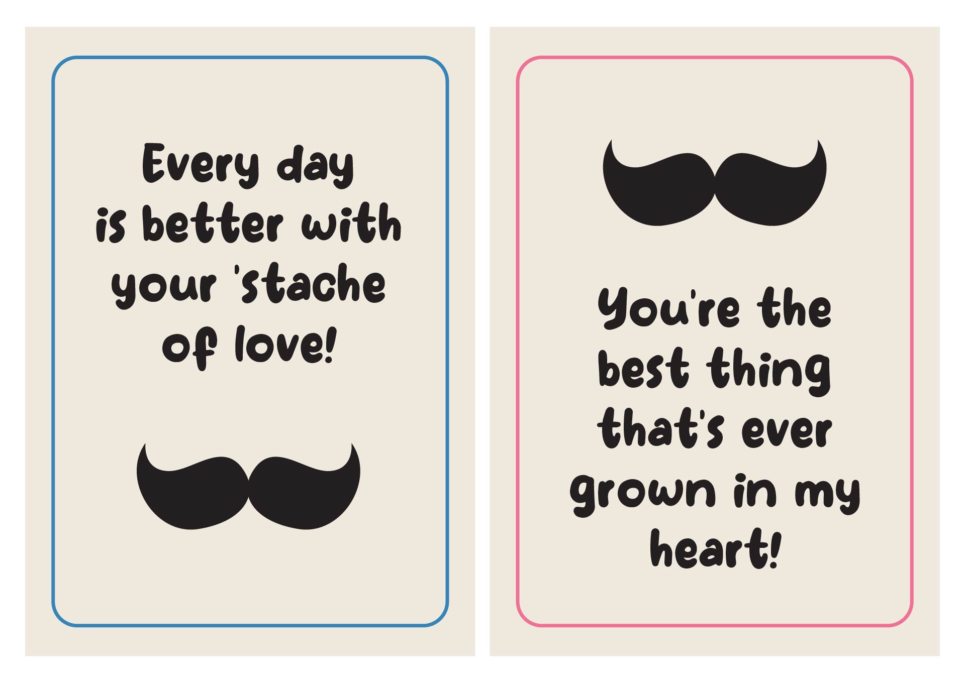 Printable Mustache Valentines Greeting Card