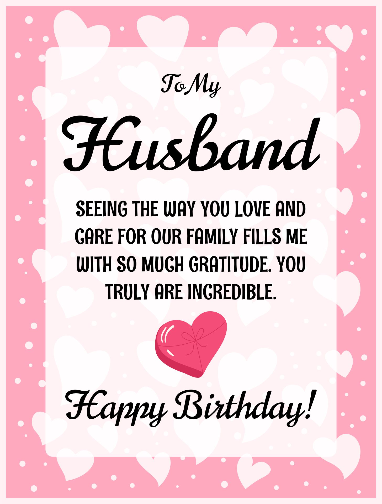 Printable Sweet Birthday Cards for My Husband