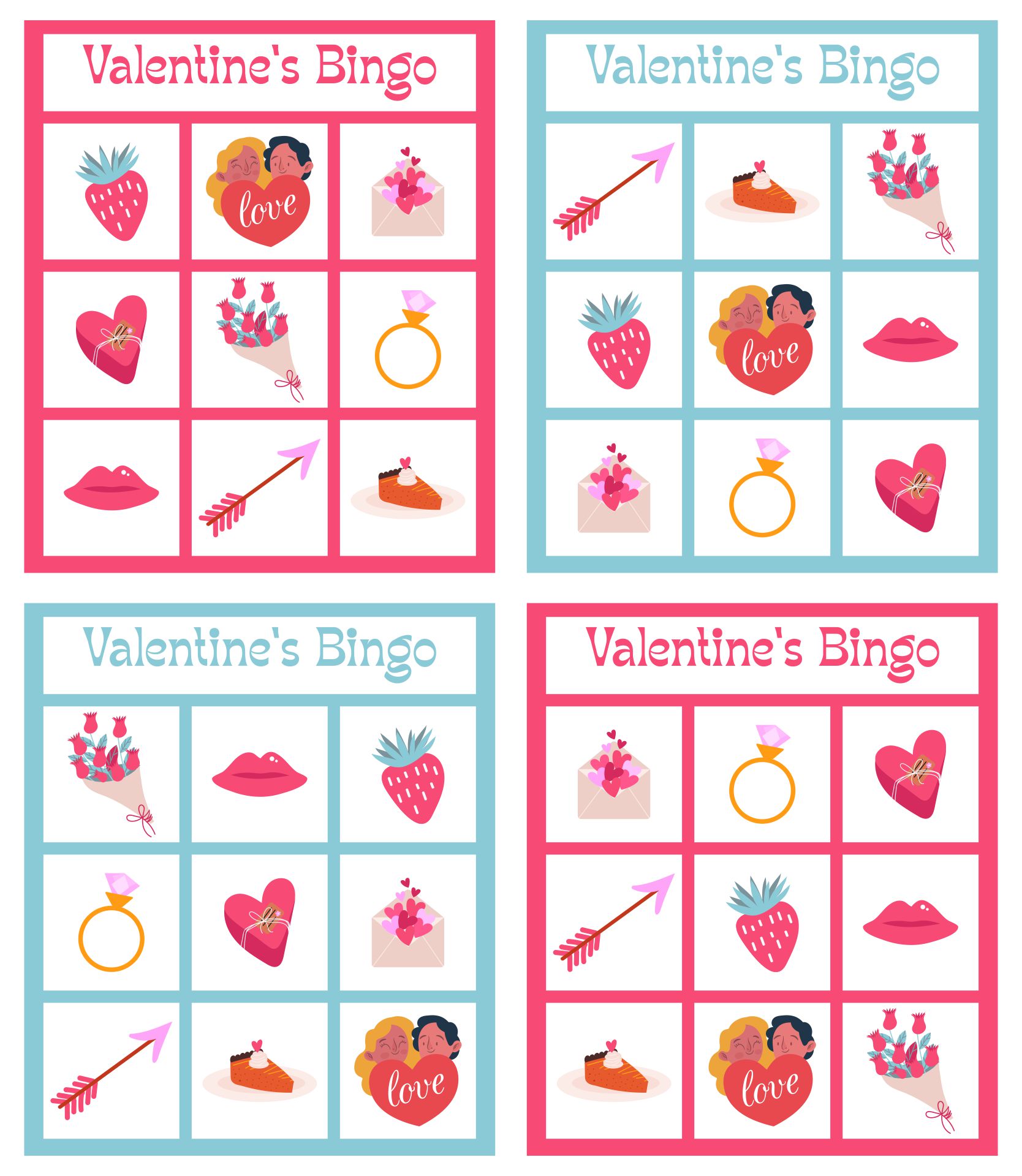 Printable Valentine Bingo Game Set