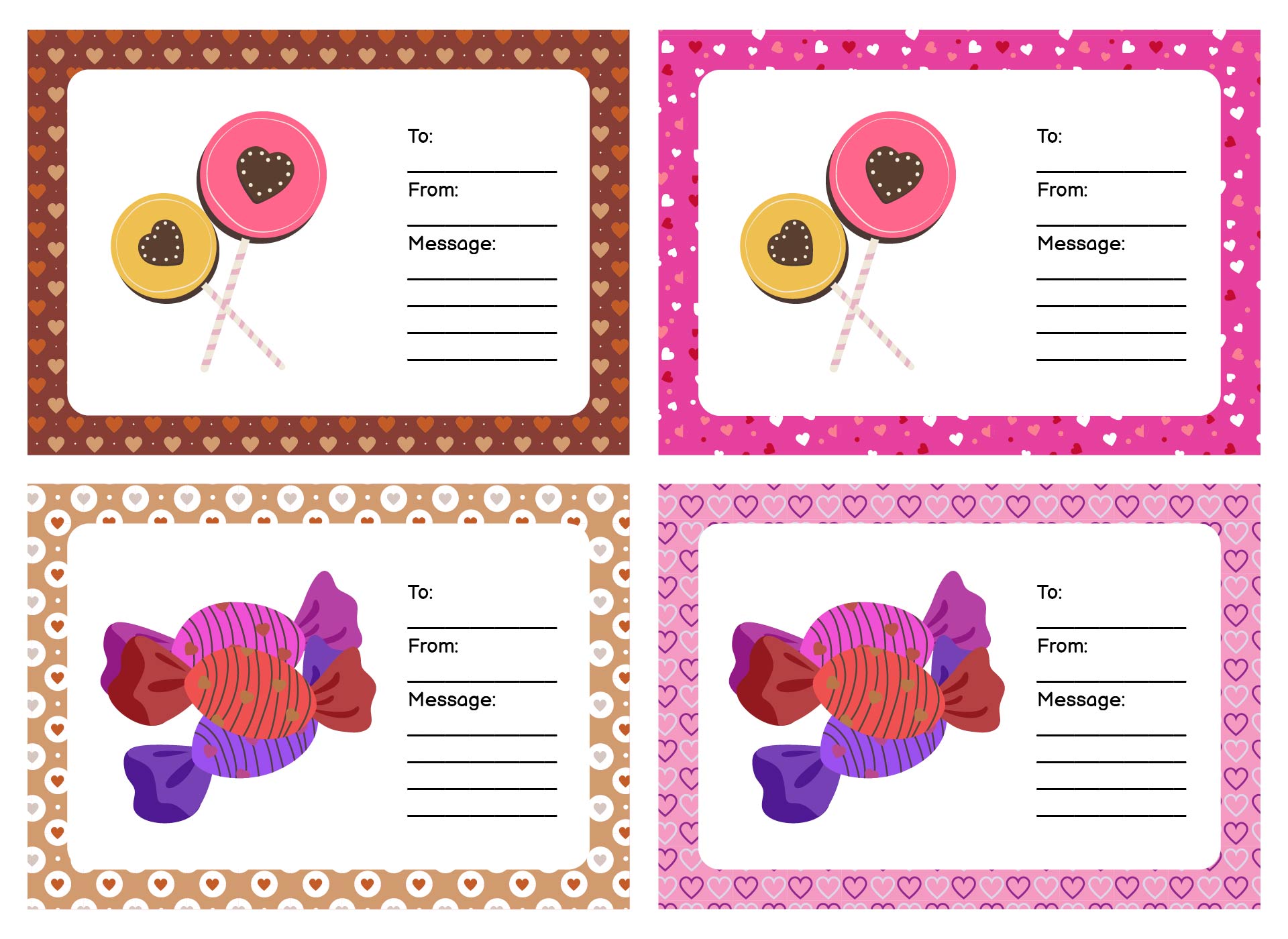 Printable Valentine Candy Grams for Kids