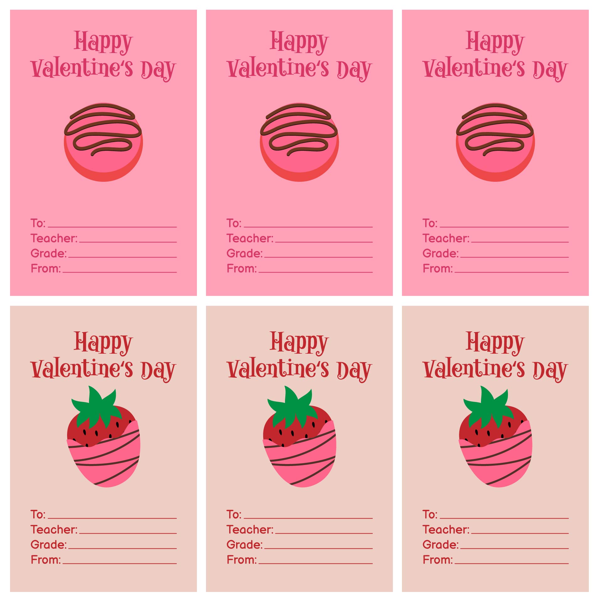 Printable Valentine Candy Grams for Schools