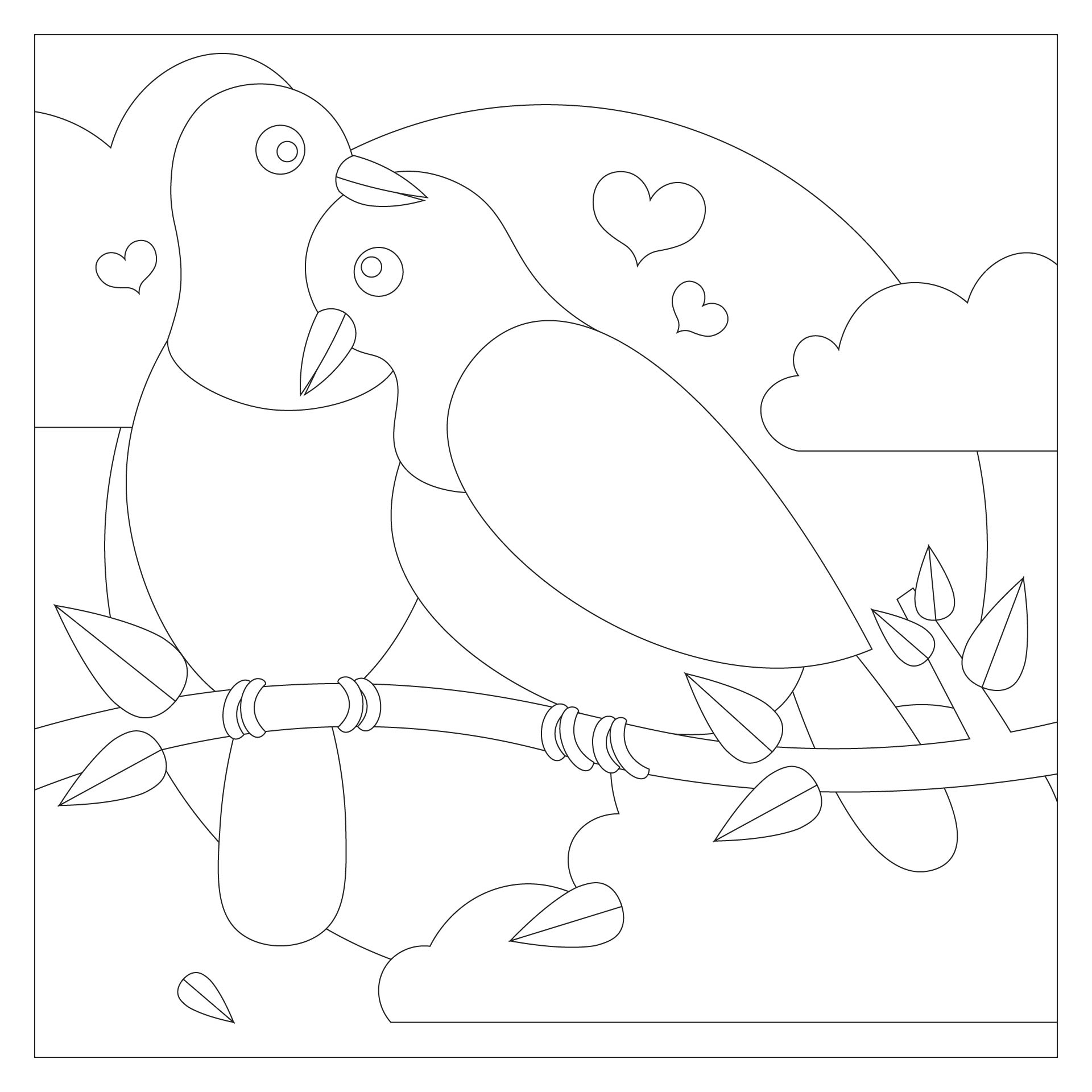 Printable Valentine Love Birds Coloring Sheets