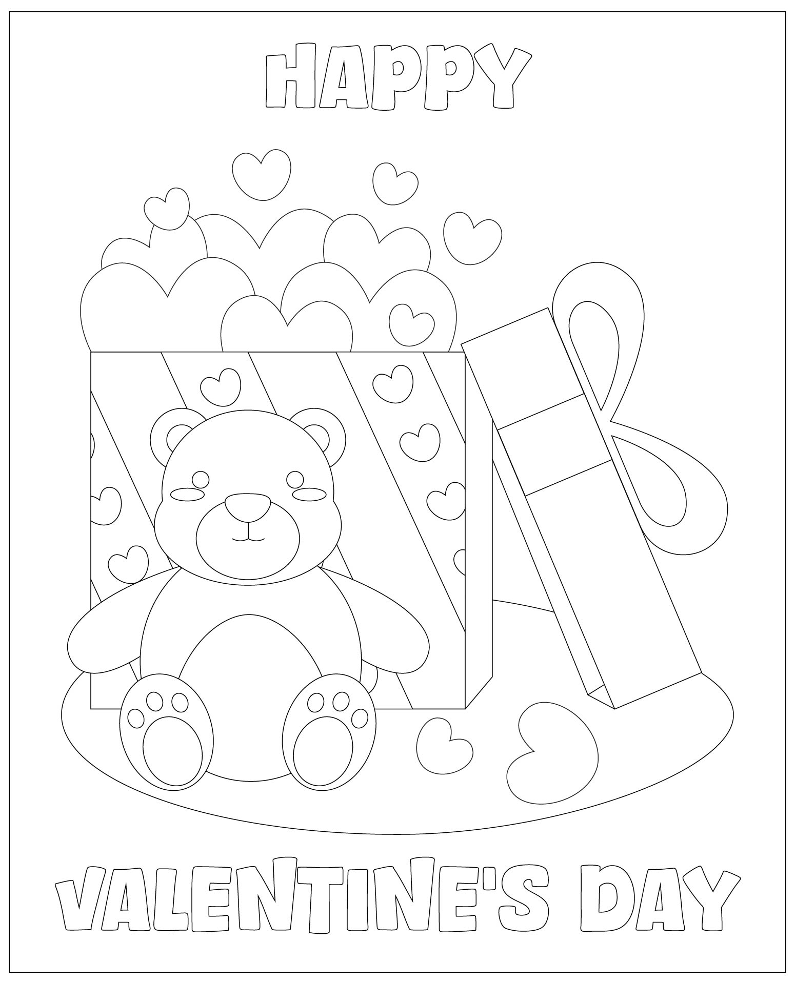 Printable Valentines Day Teddy Bear Coloring Sheets