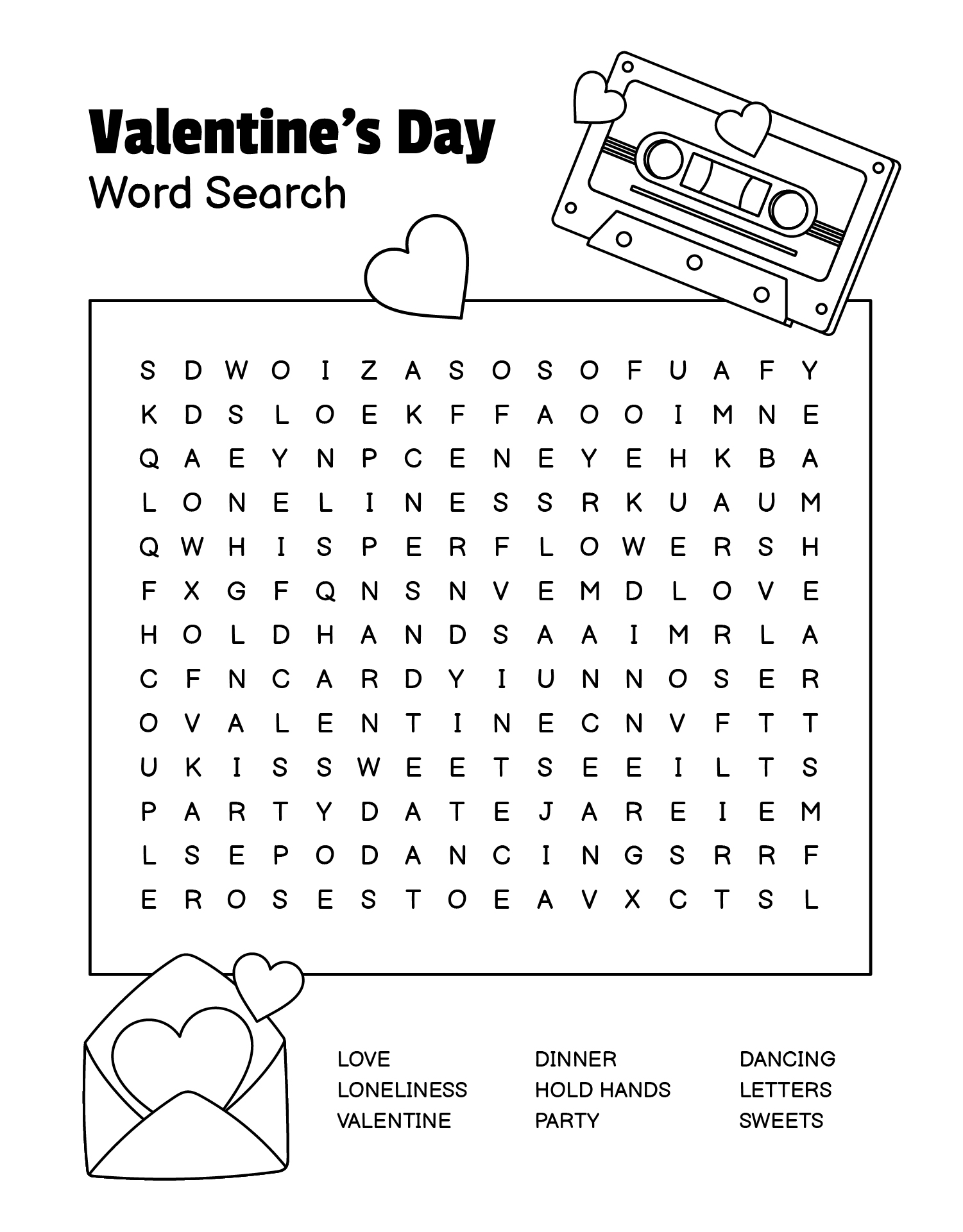 Printable Valentines Day Word Search Coloring Page