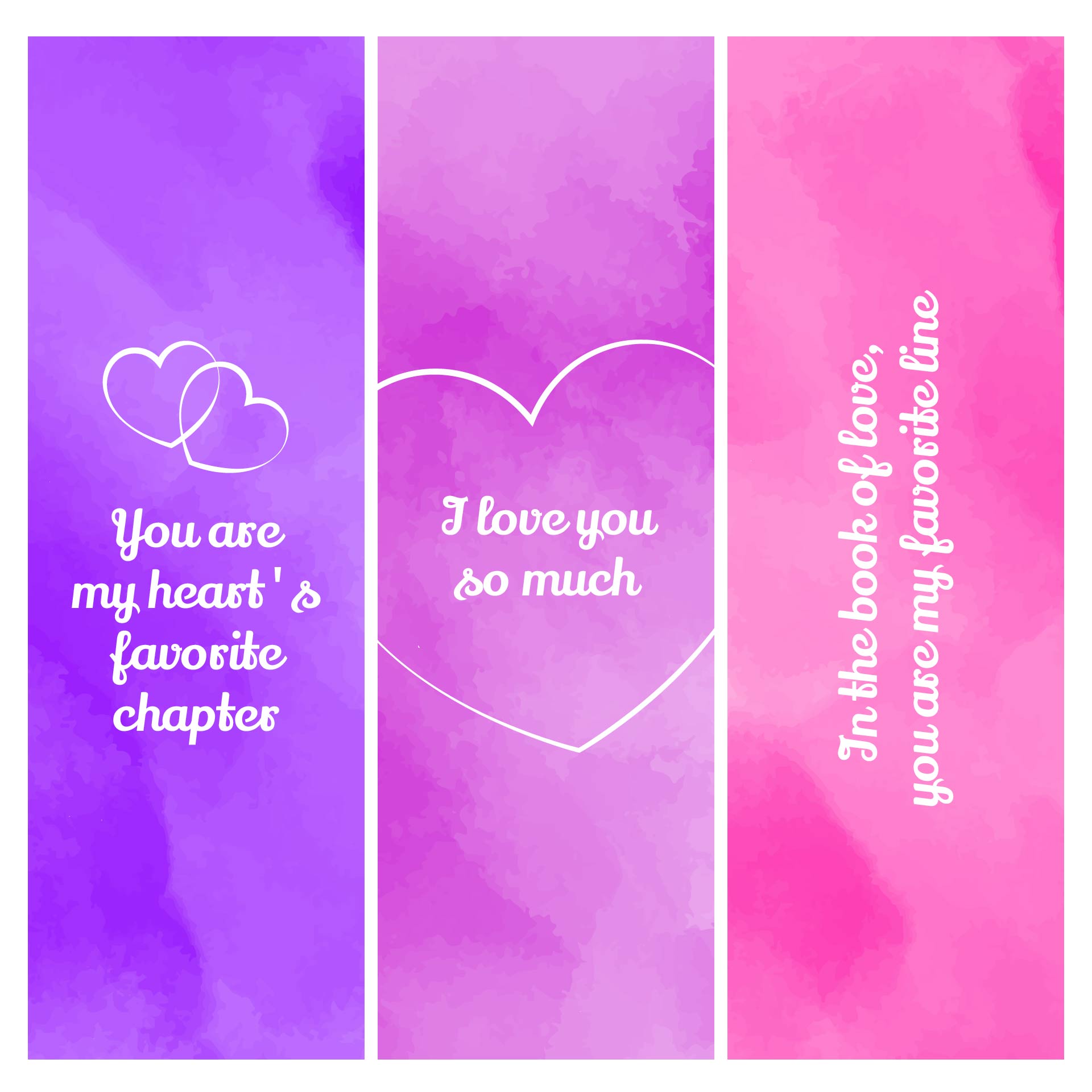 Romantic I Love You Bookmarks for Reading