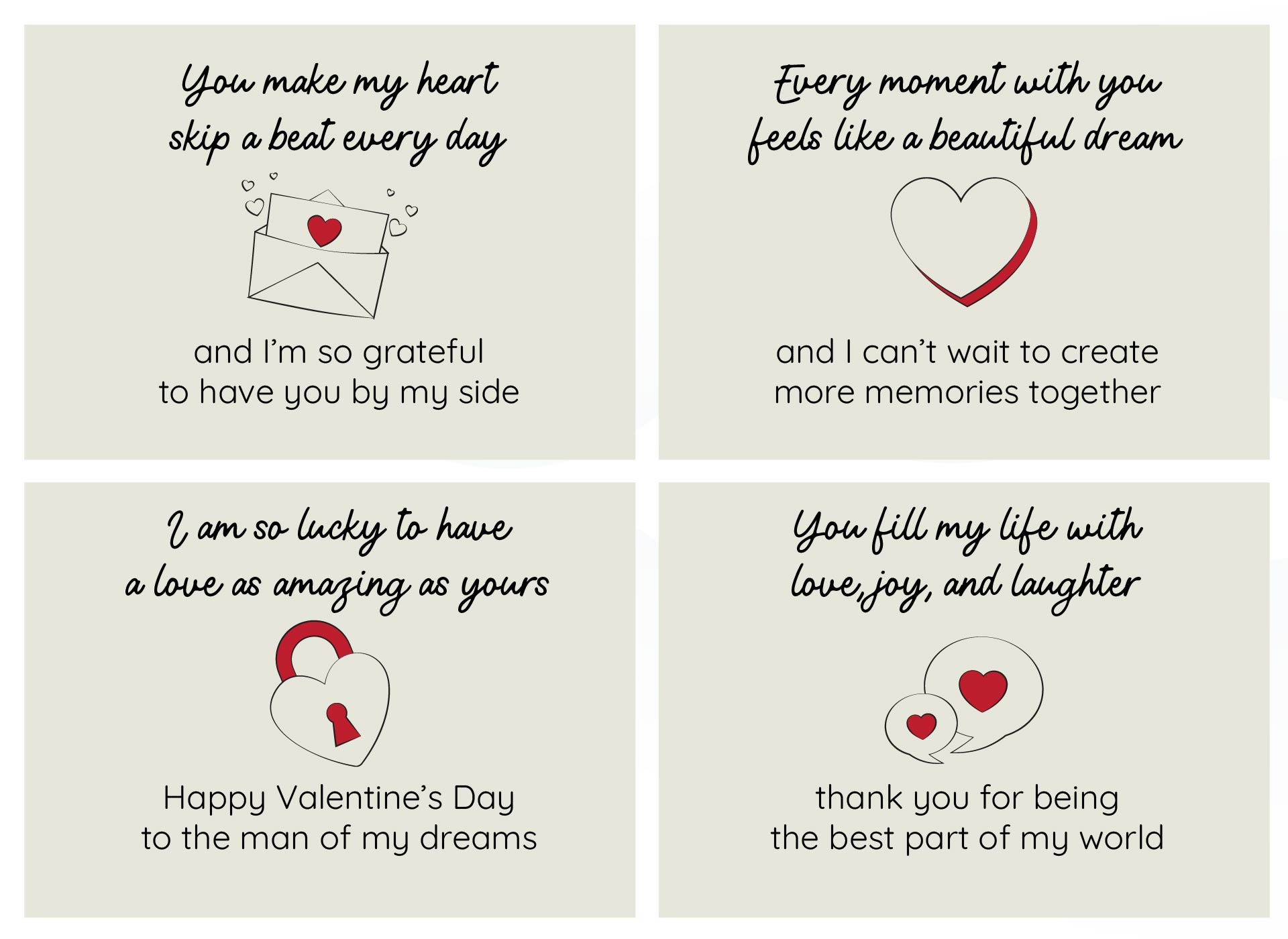 Romantic I Love You Printable Cards for Boyfriend