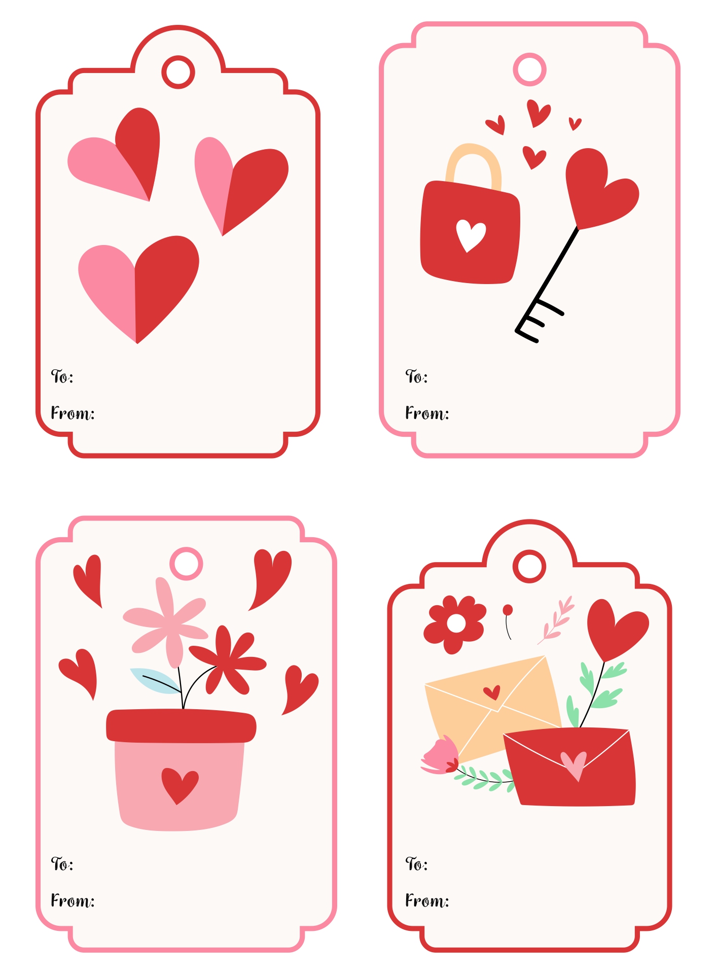 Romantic Valentine Gift Tags Printable