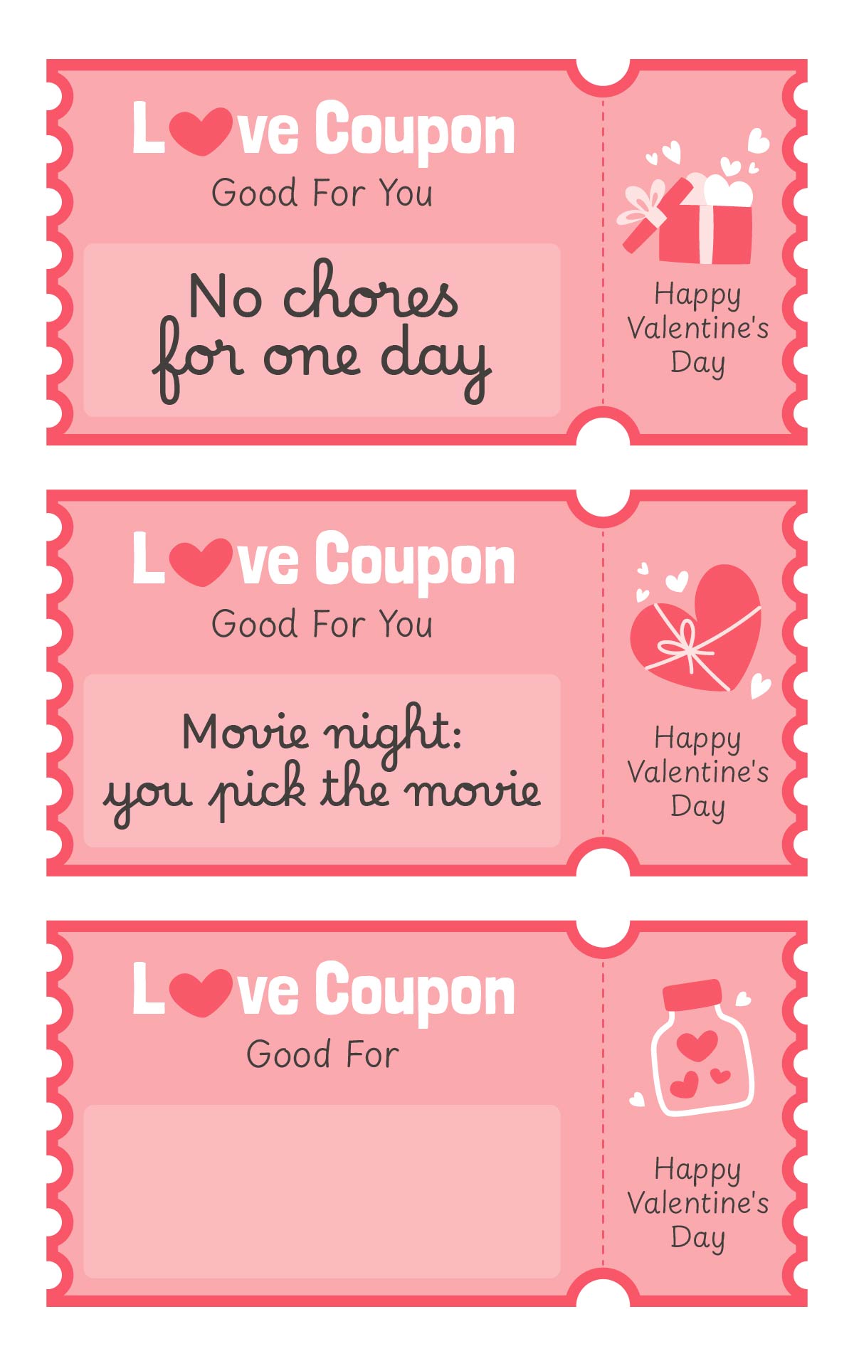 Romantic Valentines Day Coupons Printable