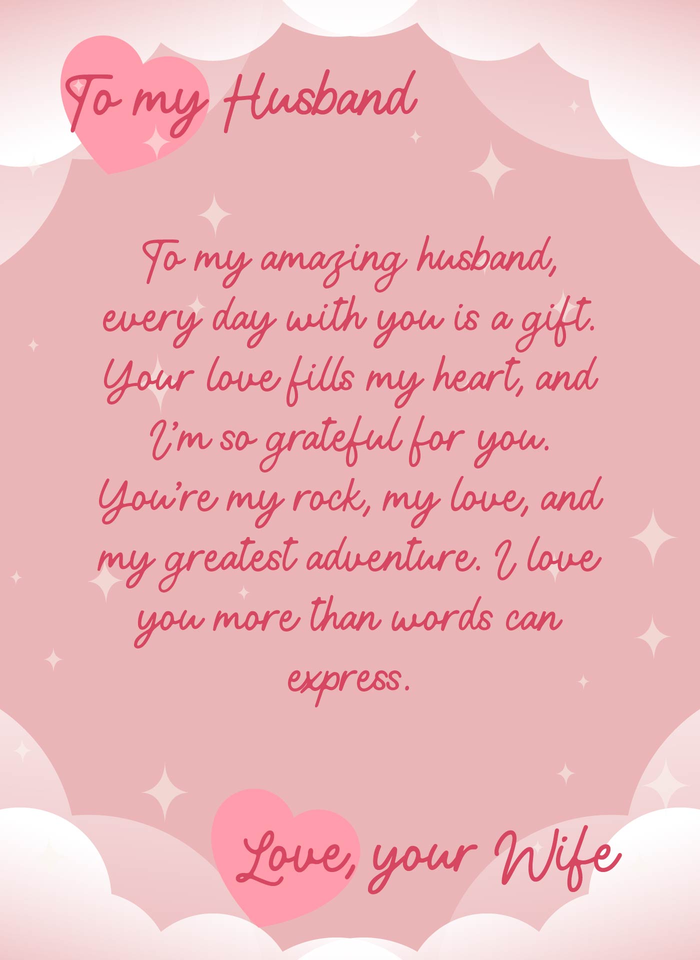 Special Occasion I Love You Cards for Husband Printables