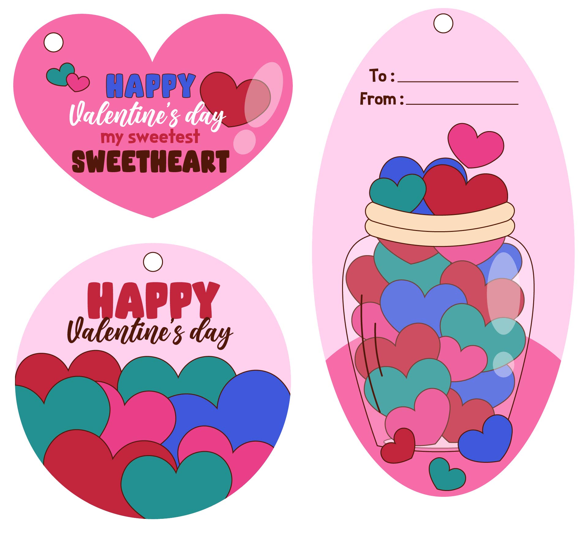 Sweetheart Candy Valentine Tags for Printing