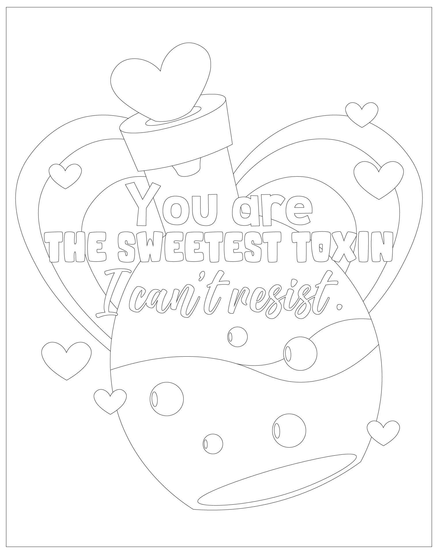 Valentines Day Coloring Pages with Quotes Printable