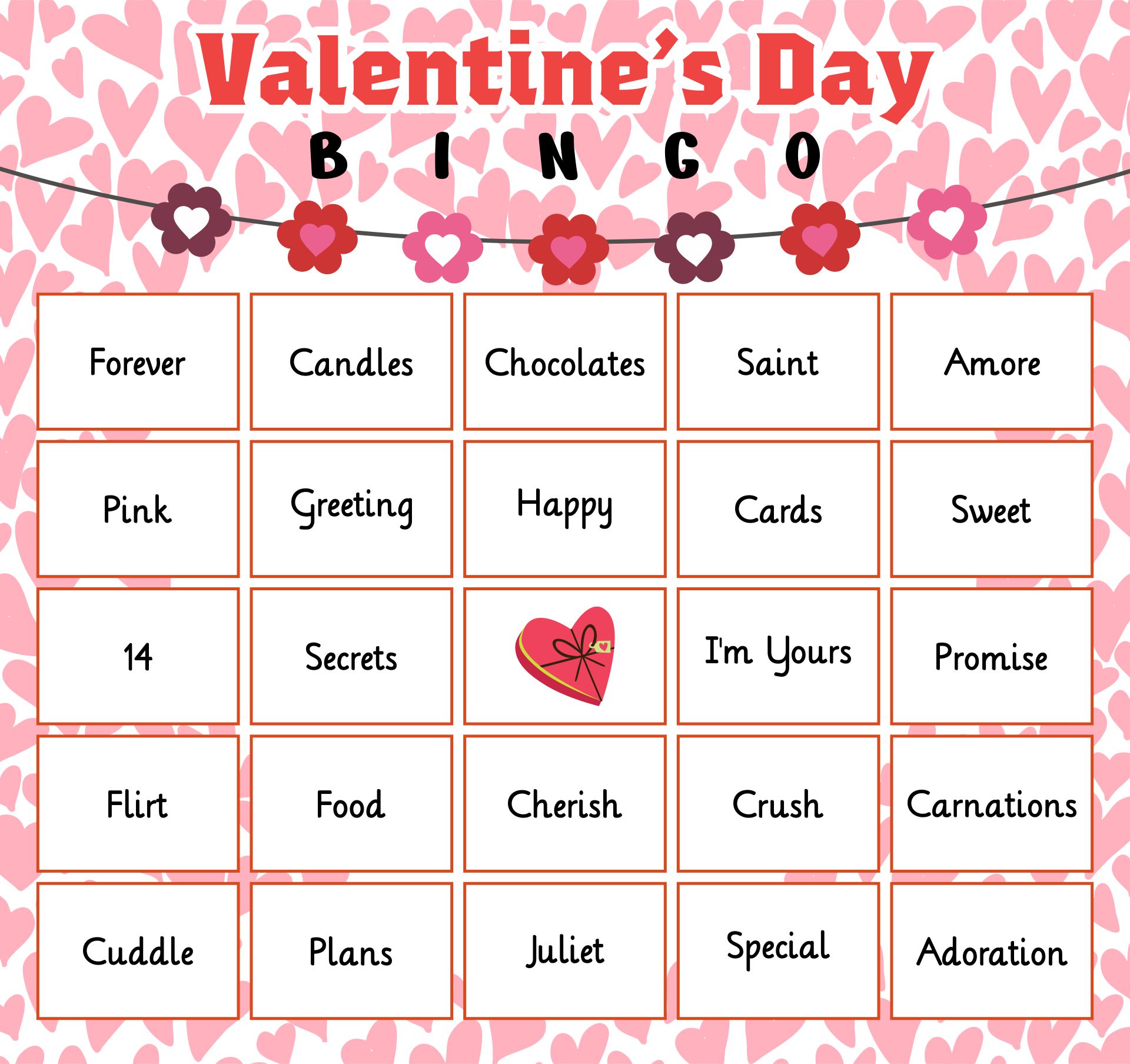 Valentines Day Party Bingo Printable