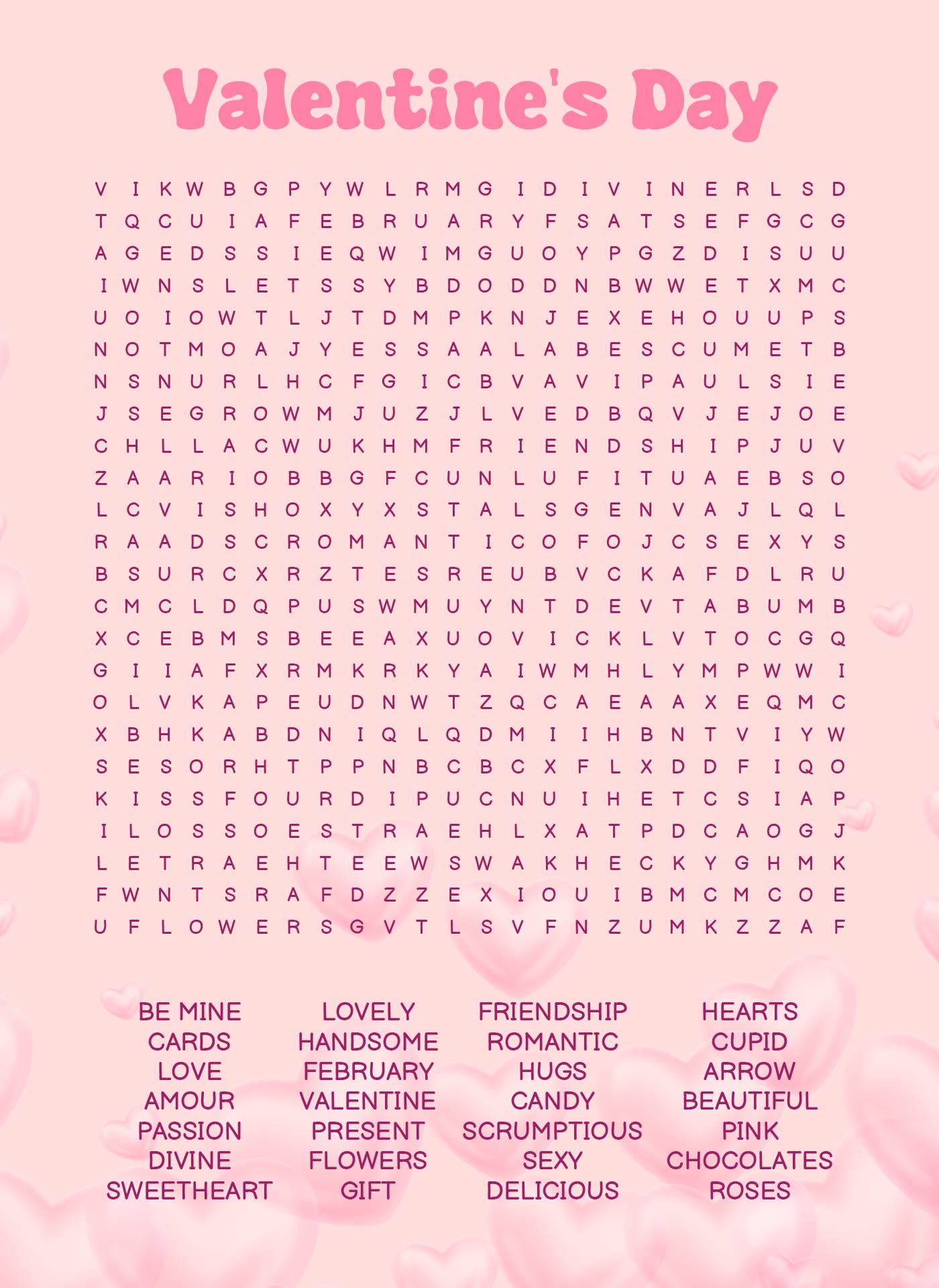 Valentines Day Word Search Puzzles for Couples Printable