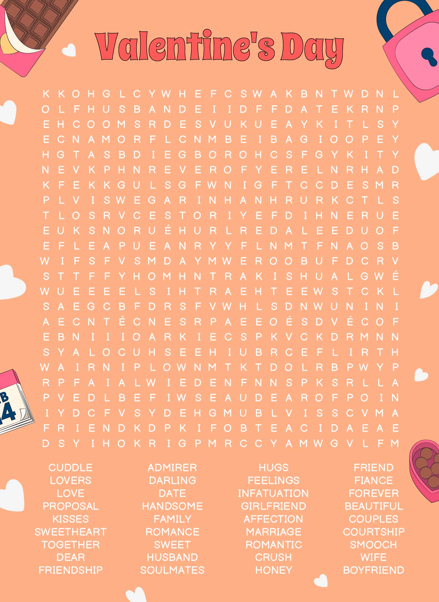 Valentines Day Word Search Puzzles for Kids Printable