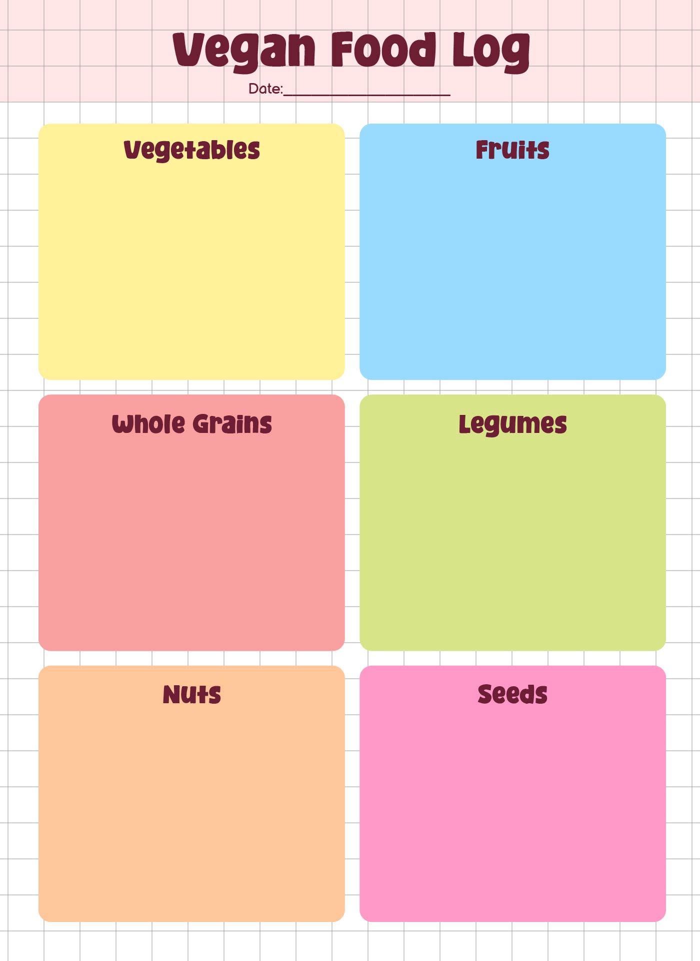 Vegan Diet Food Log Printable