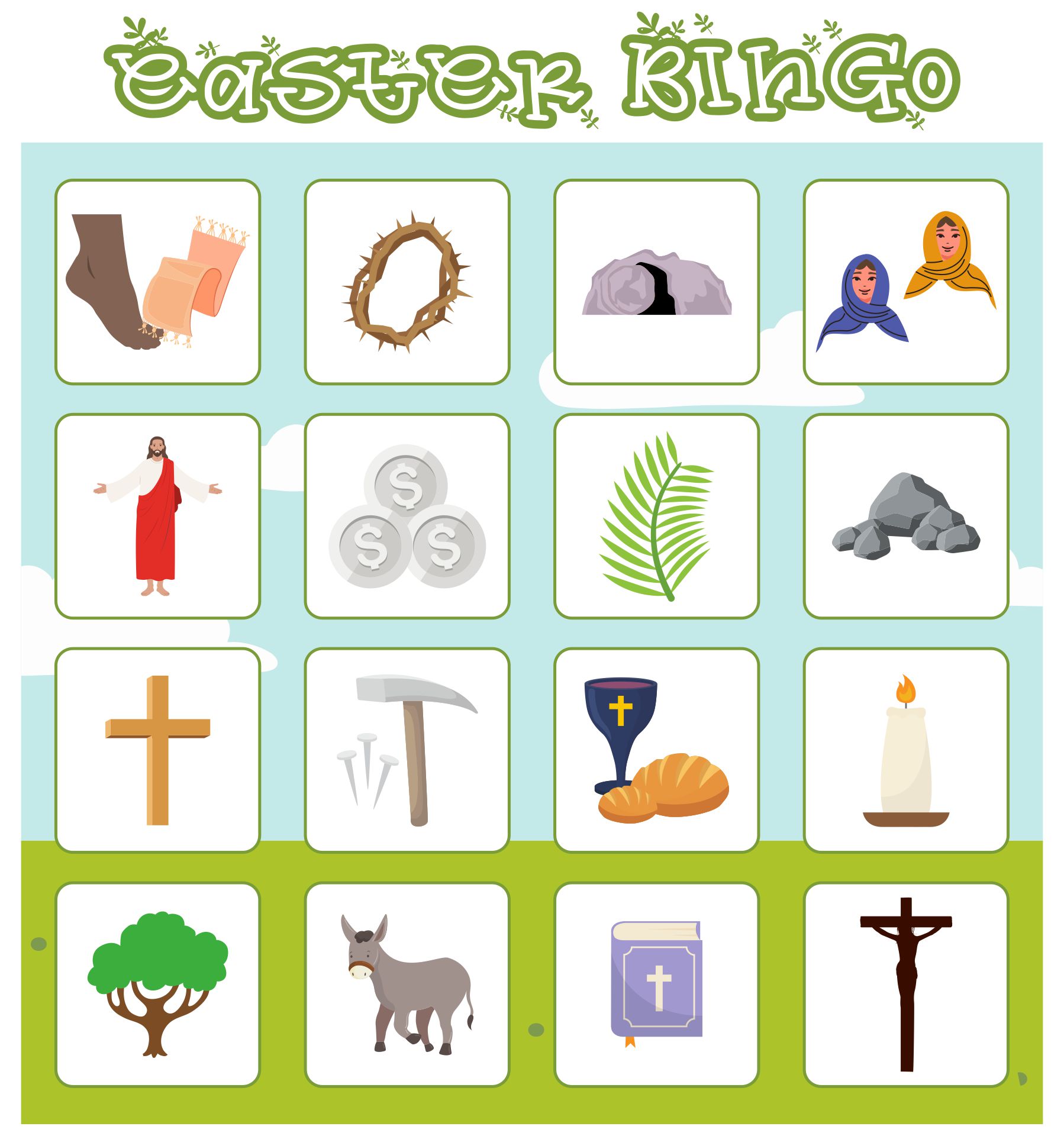 Biblical Easter Bingo Set for Families