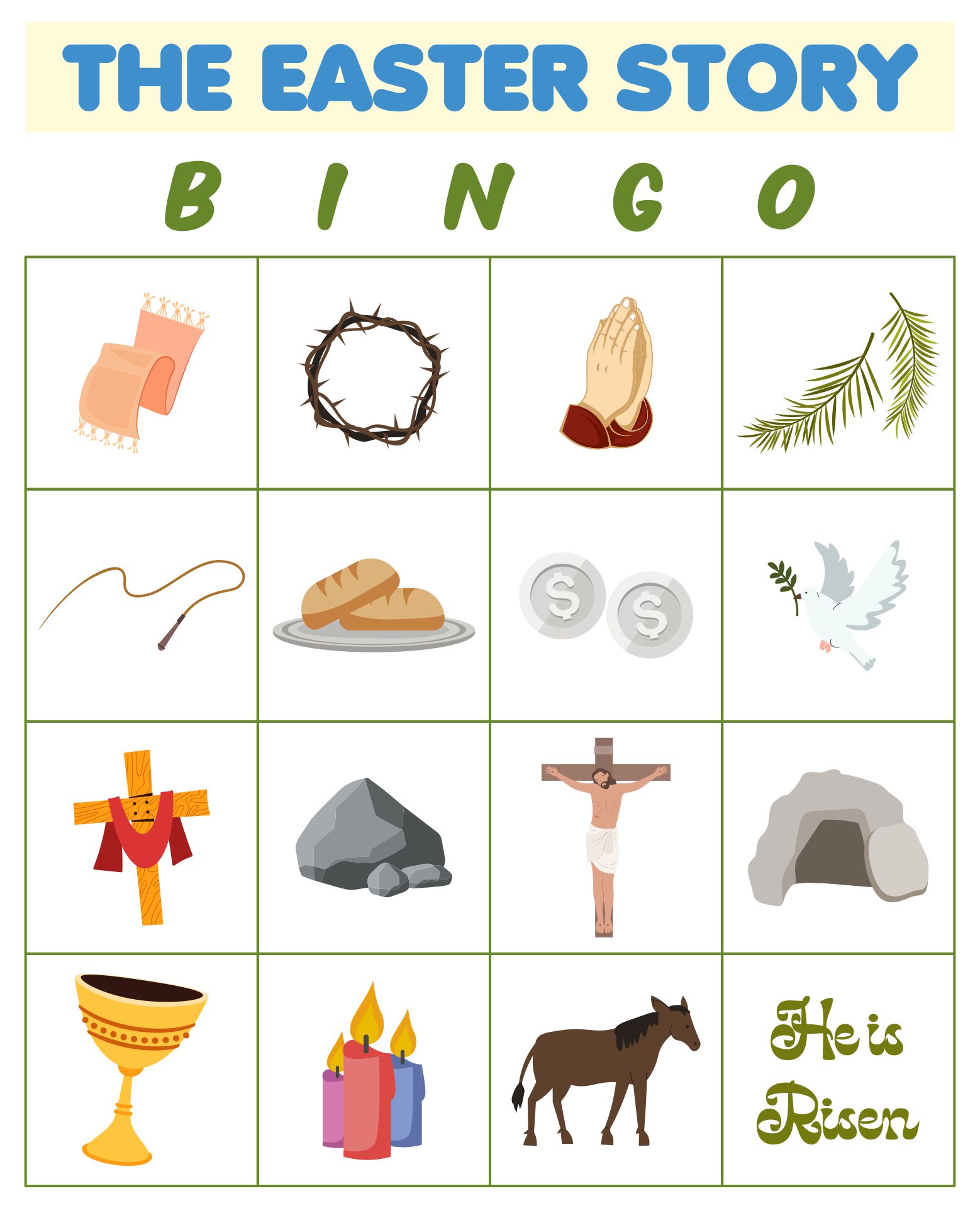 Christian Easter Story Bingo for Kids