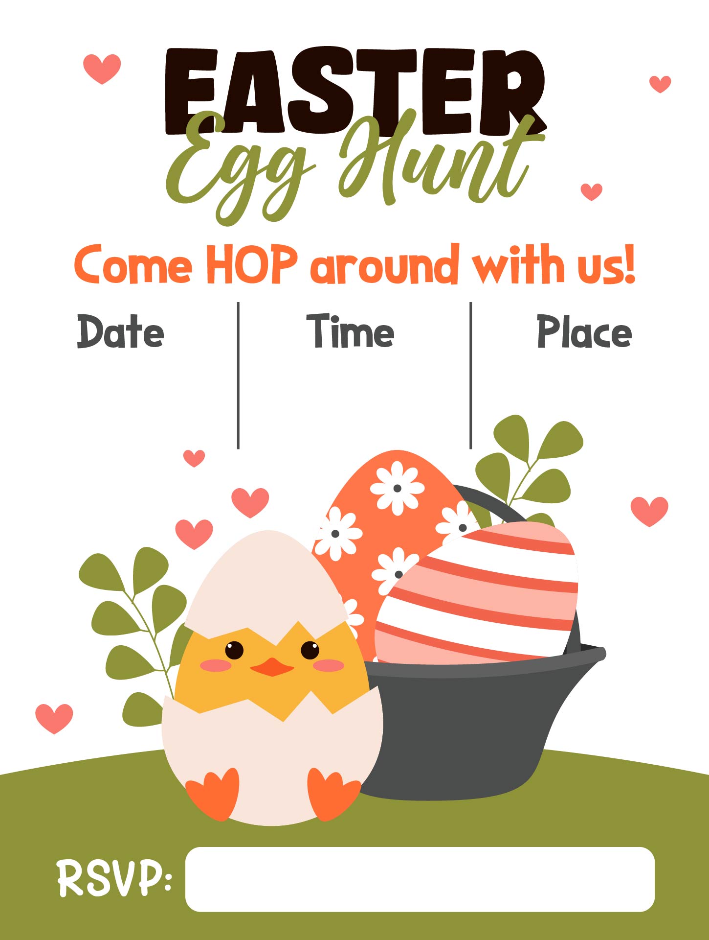 Easter Chick Face Party Invitations Printable