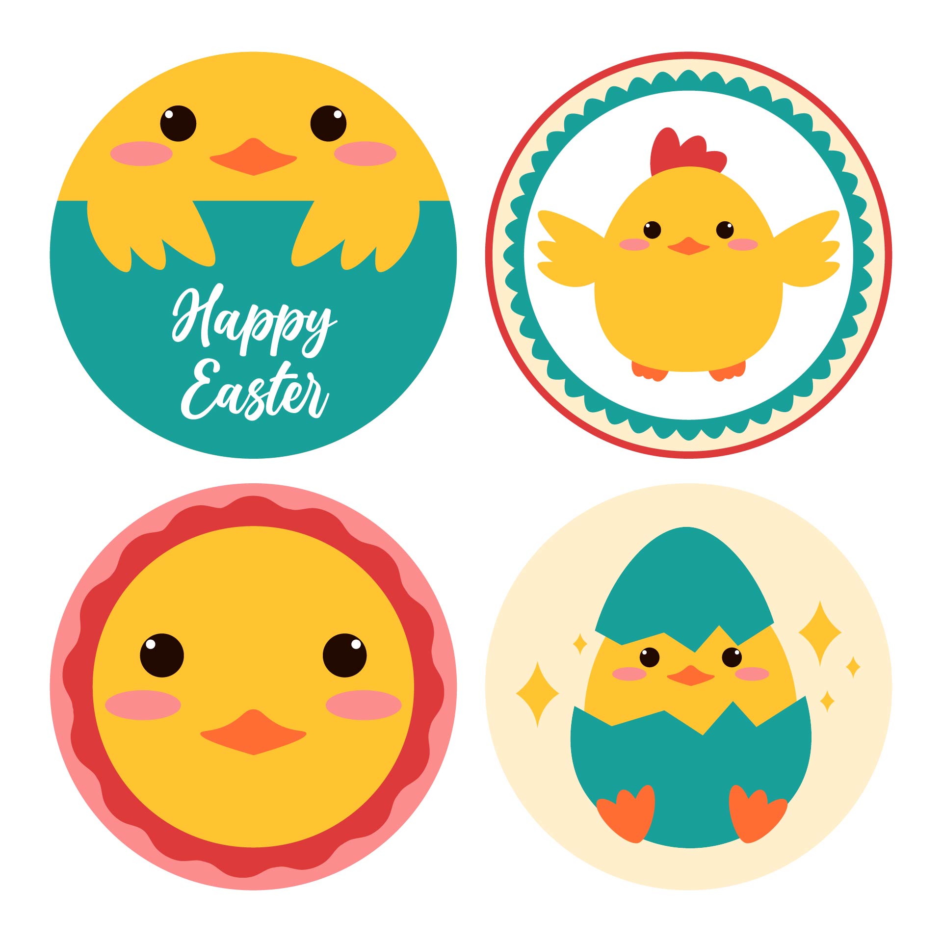 Easter Chick Face Printable Cupcake Toppers