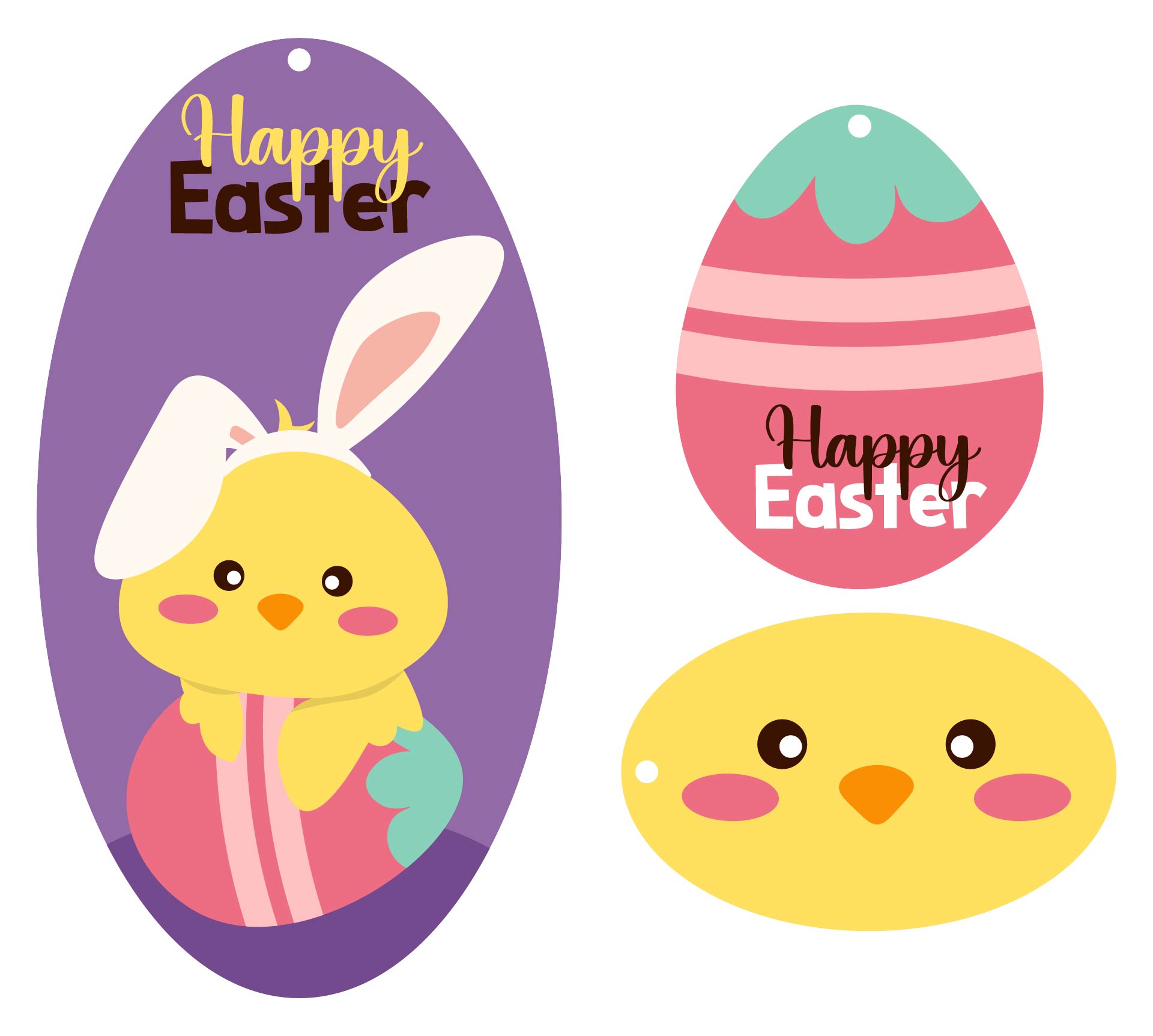 Printable Easter Chick Face Gift Tags