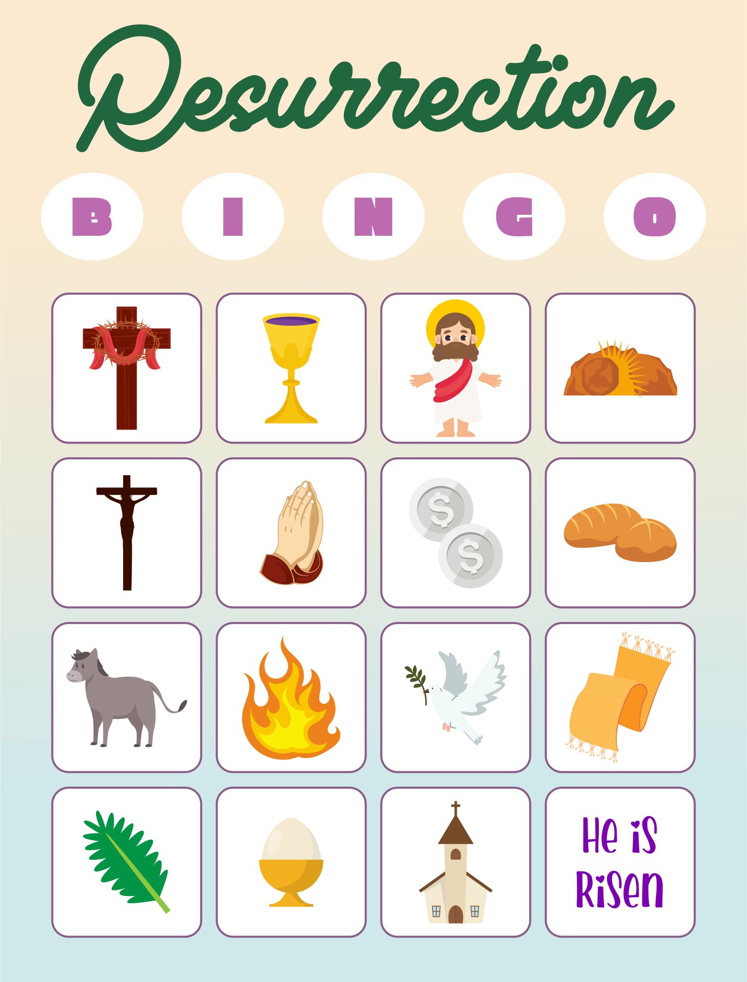 Printable Jesus Resurrection Bingo Cards