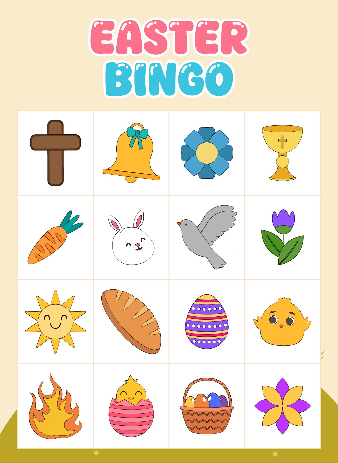 Religious Easter Bingo Game for Sunday School