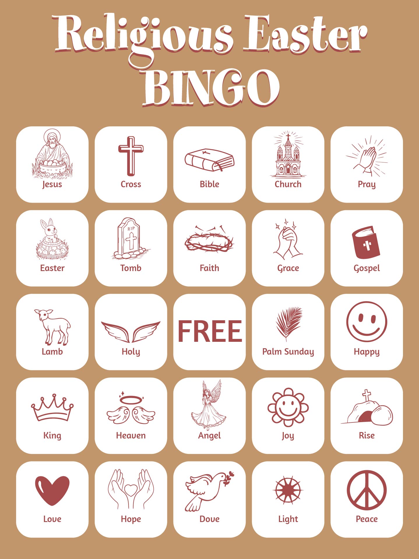 Religious Easter Bingo Game for Sunday School