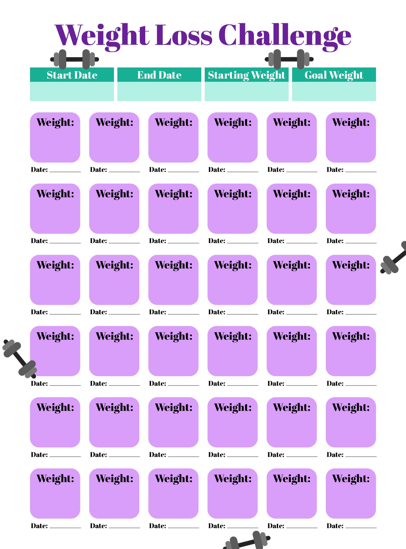 Biggest Loser Weight Chart
