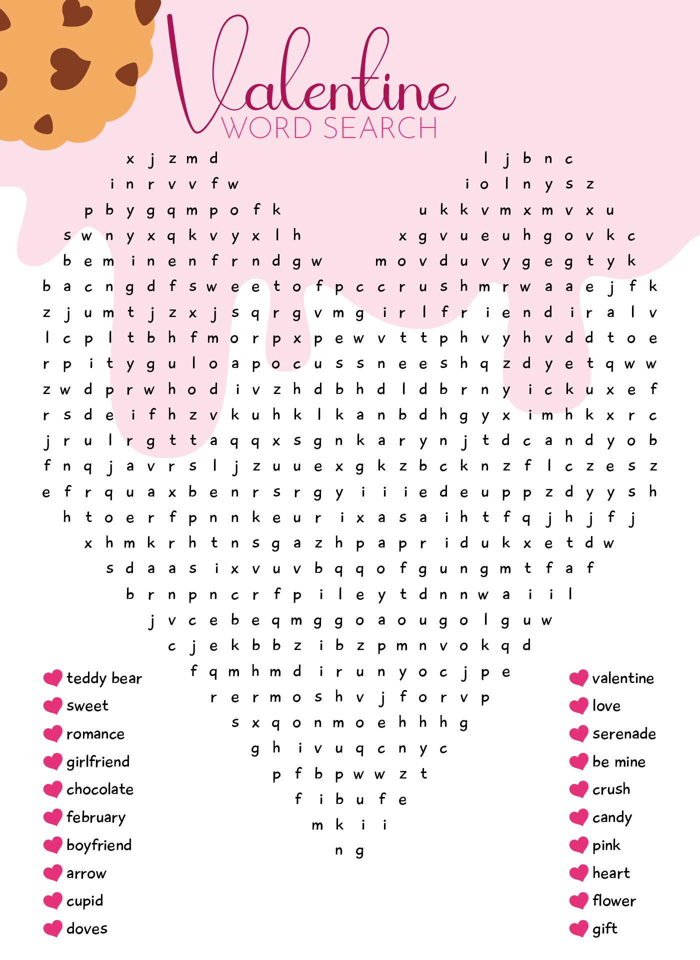 Valentine Word Search Puzzles