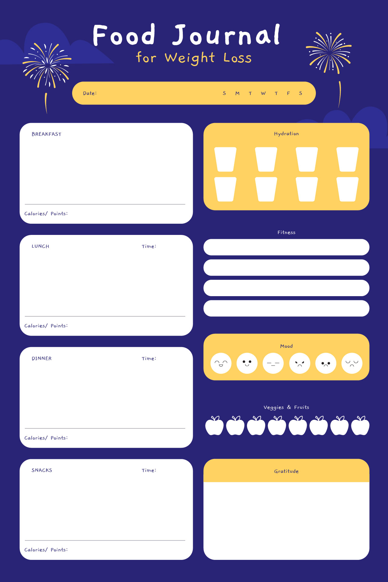 For Weight Loss Food Journal  Half Page