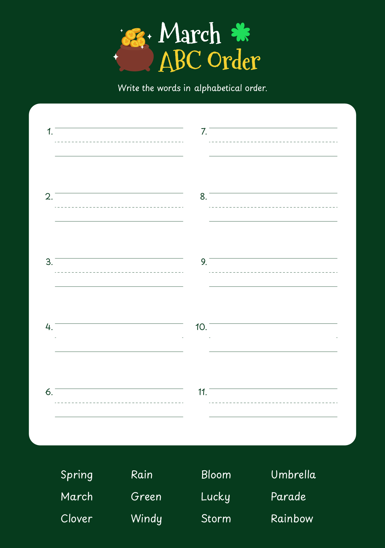 St Patricks Day Spelling Activities