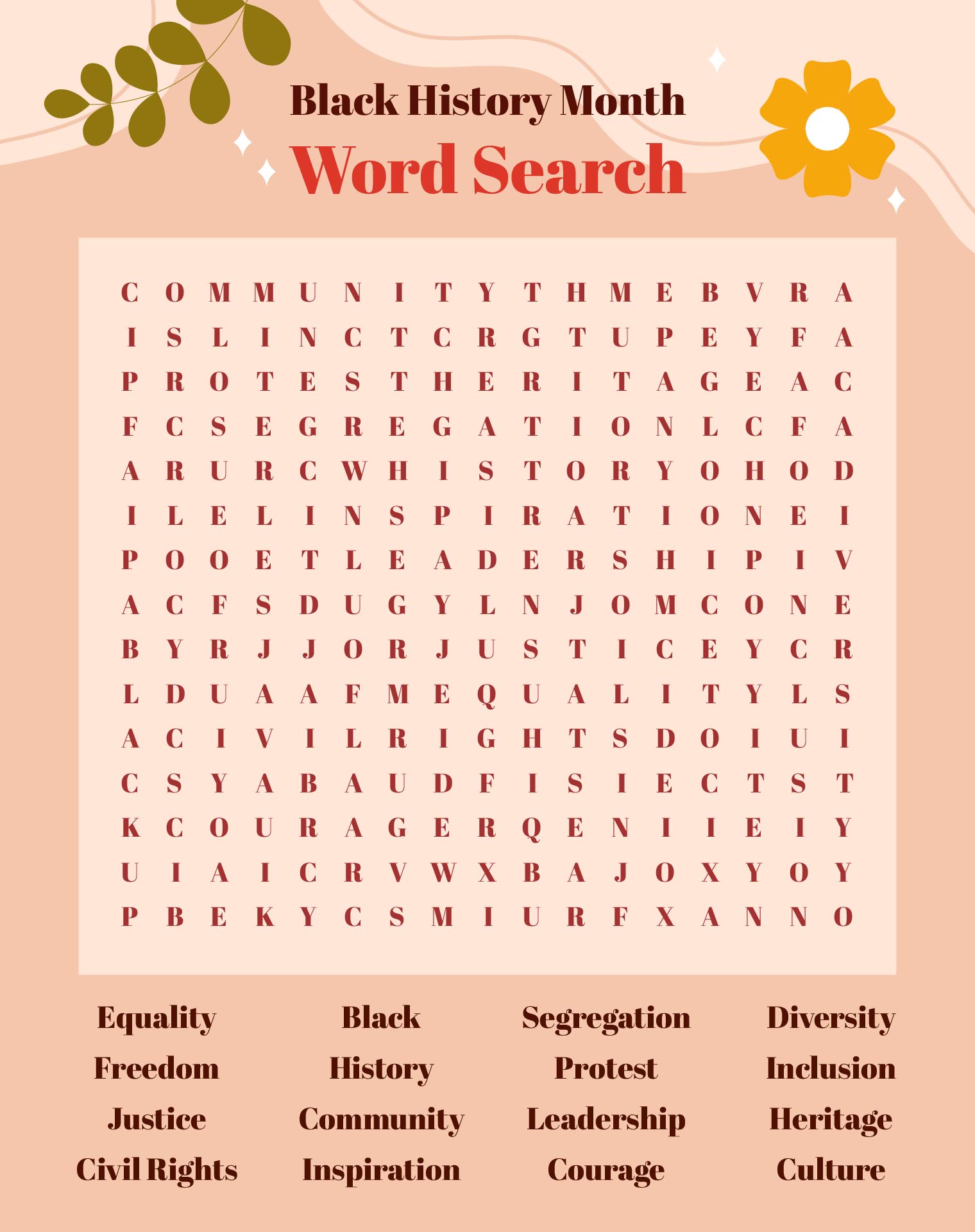 Black History Crossword Puzzle