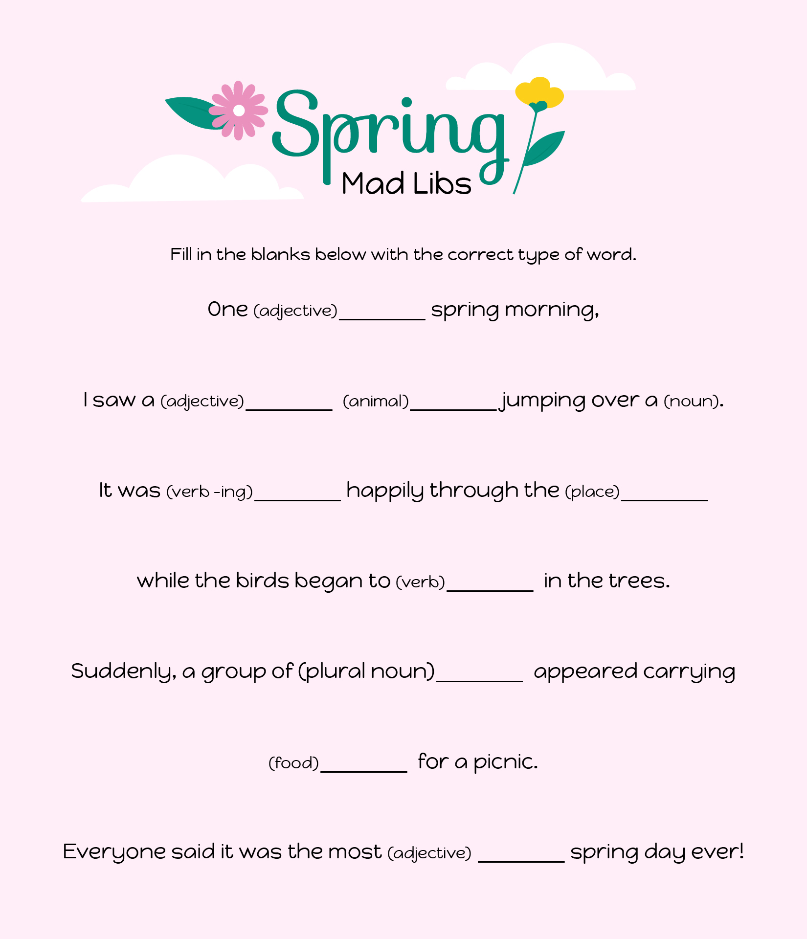 Spring Break Mad Libs