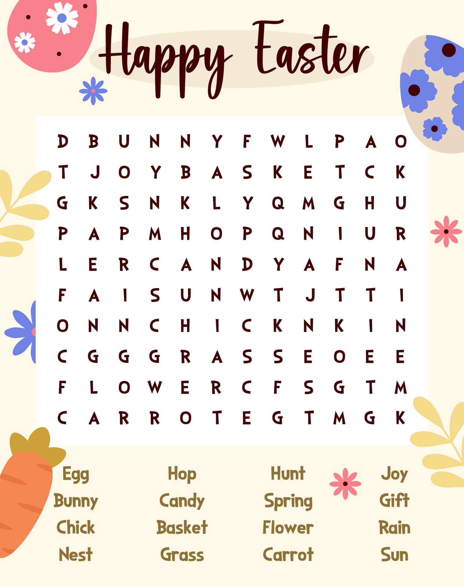 Fun Easter Vocabulary Worksheets For Elementary Students