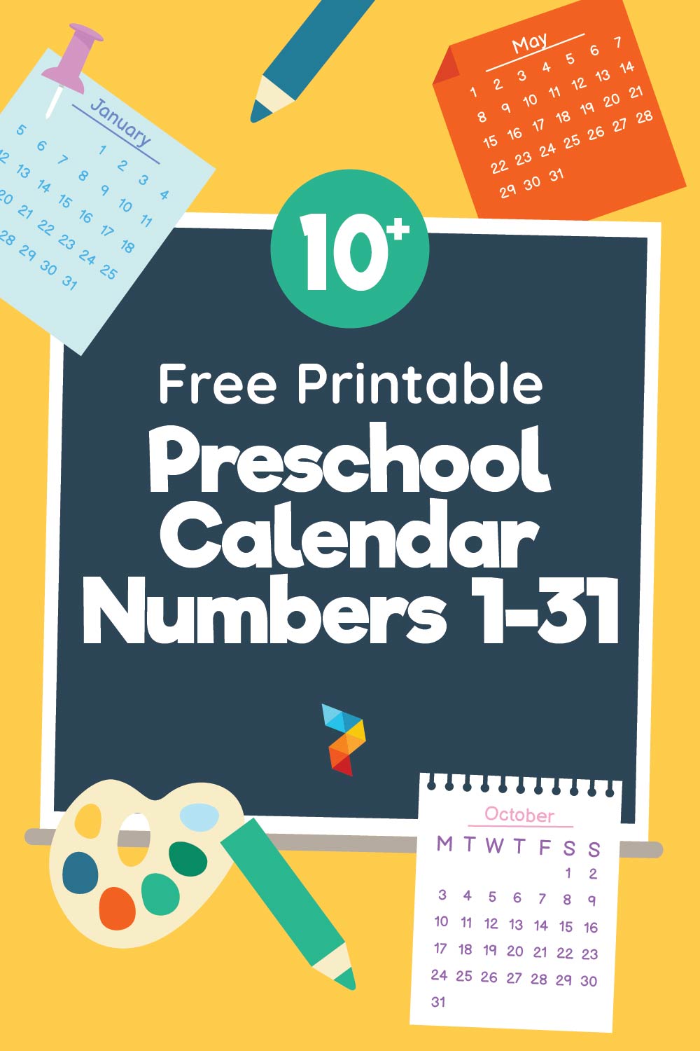 Preschool Calendar Numbers 1-31