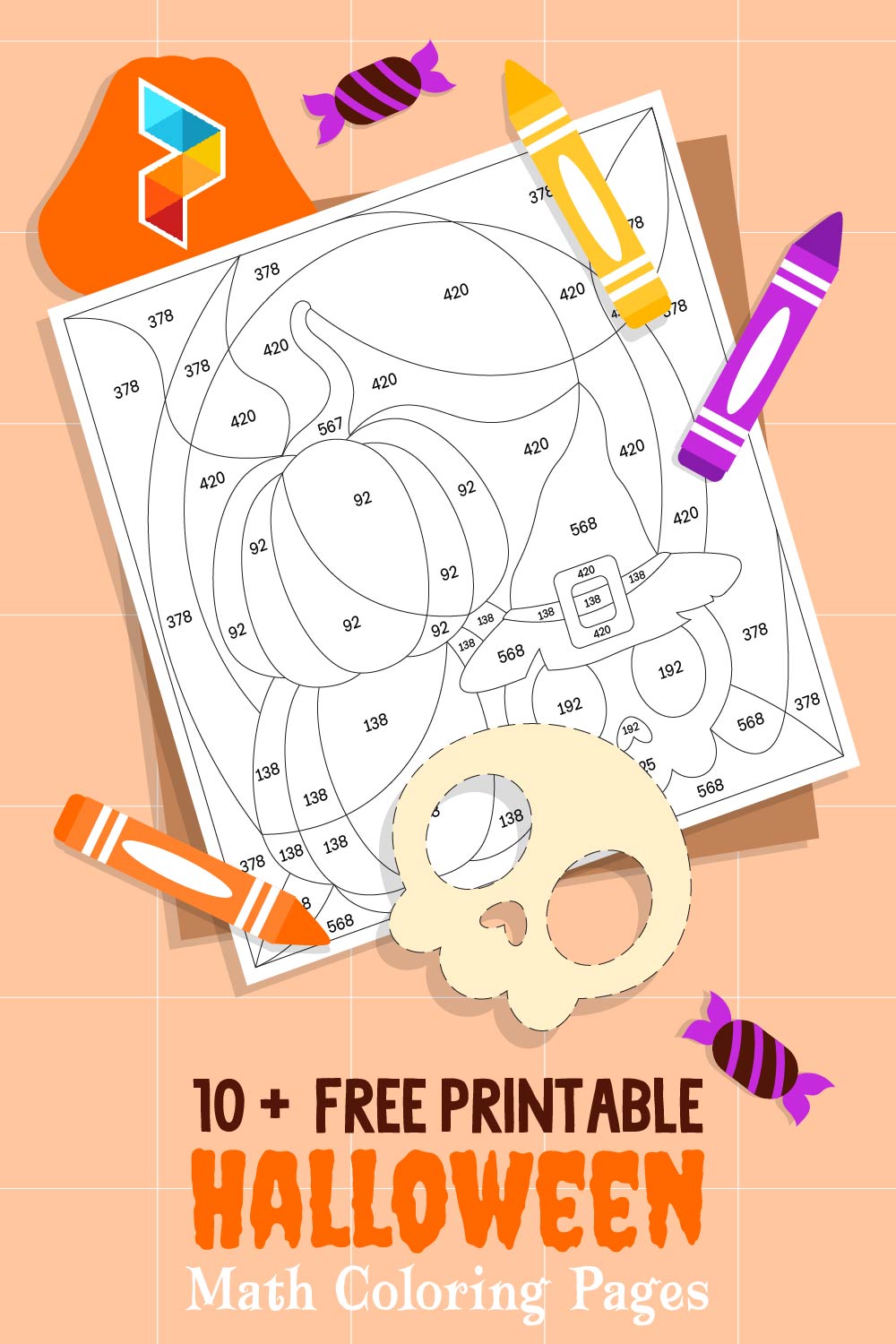 Printable Halloween Math Coloring Pages